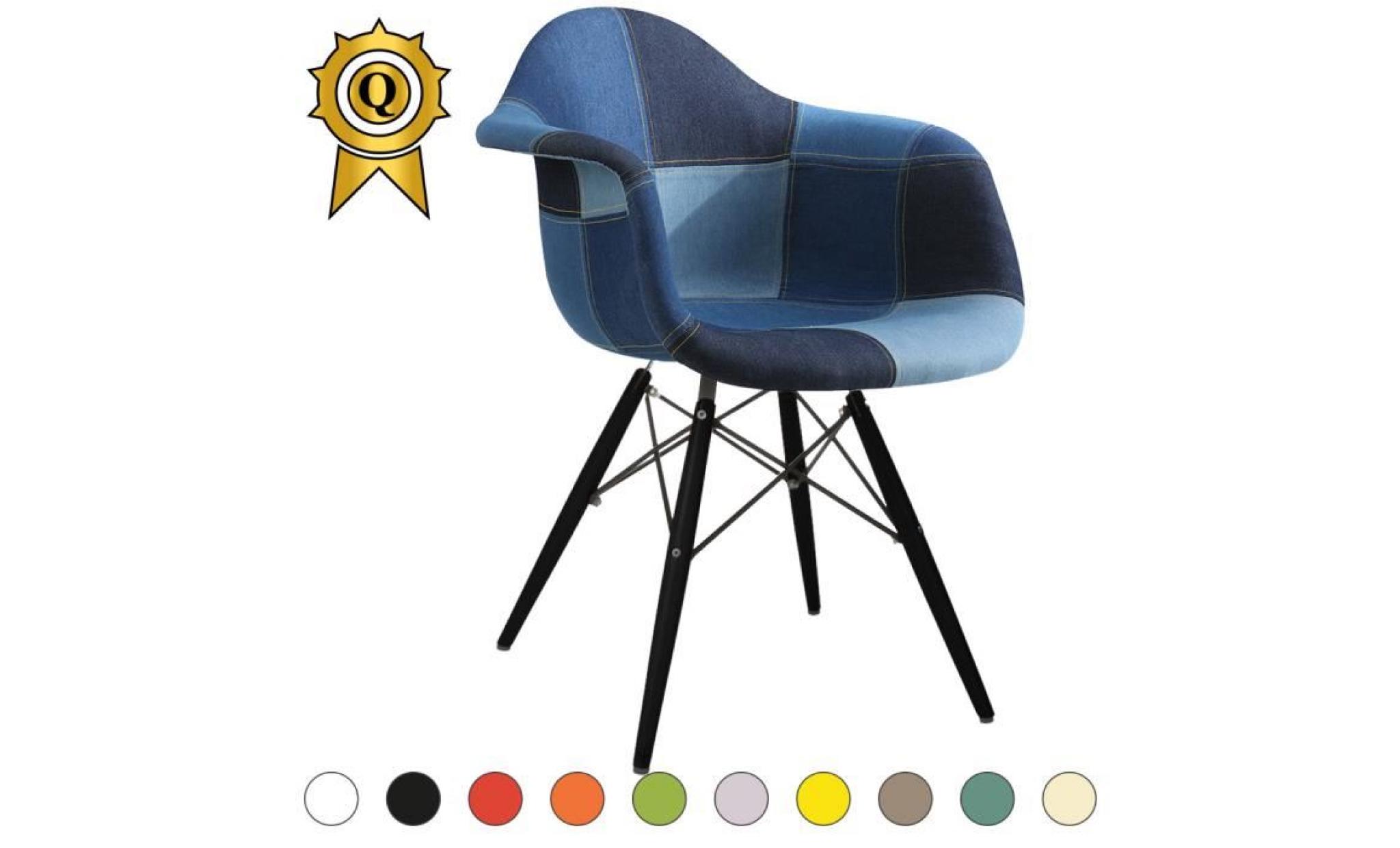1 x fauteuil design retro inspiration eames daw pieds en bois noir assise silver mobistyl®