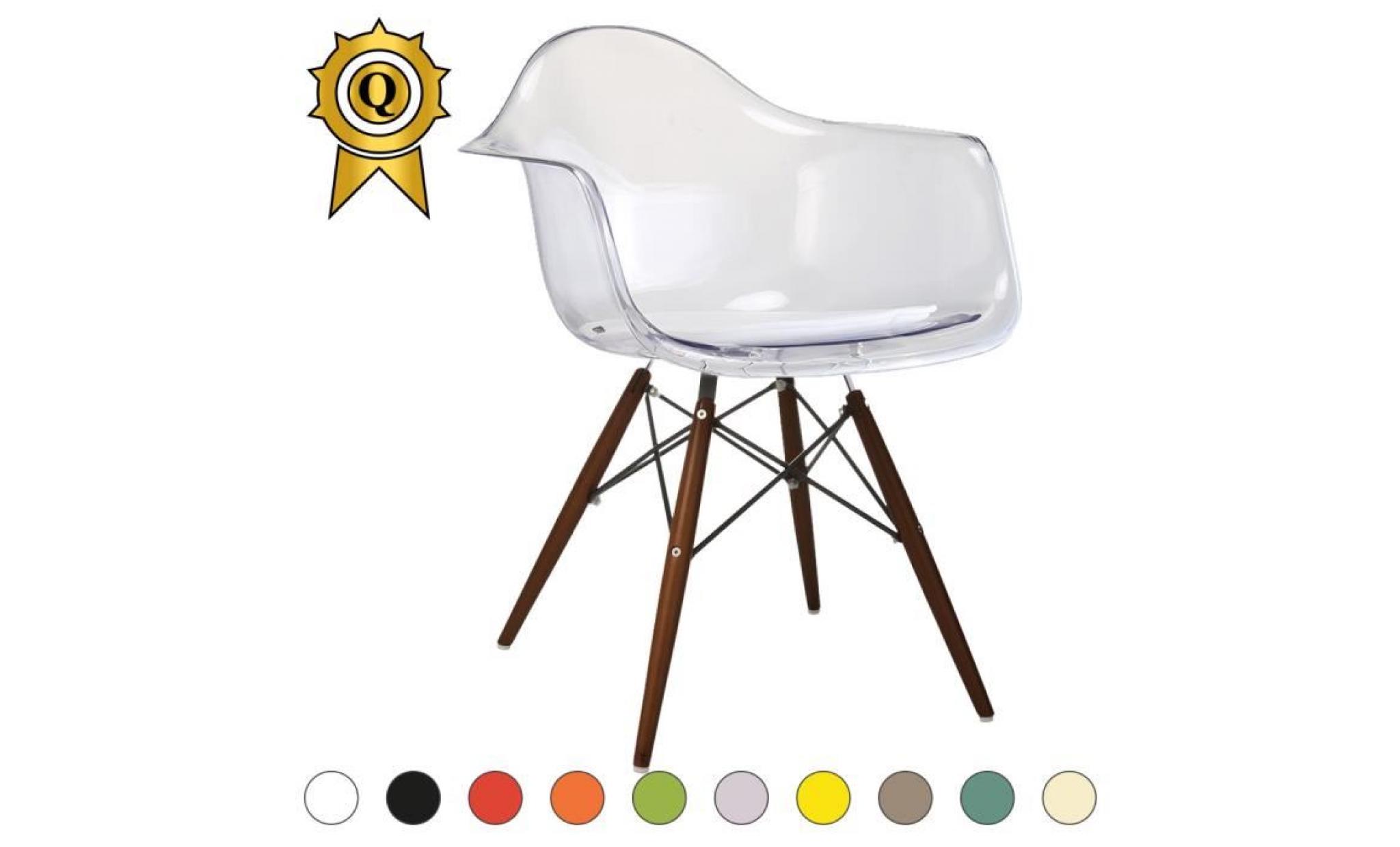 1 x fauteuil design retro style eames daw hauteur 48cm pieds en bois vernis noyer assise rouge mobistyl®