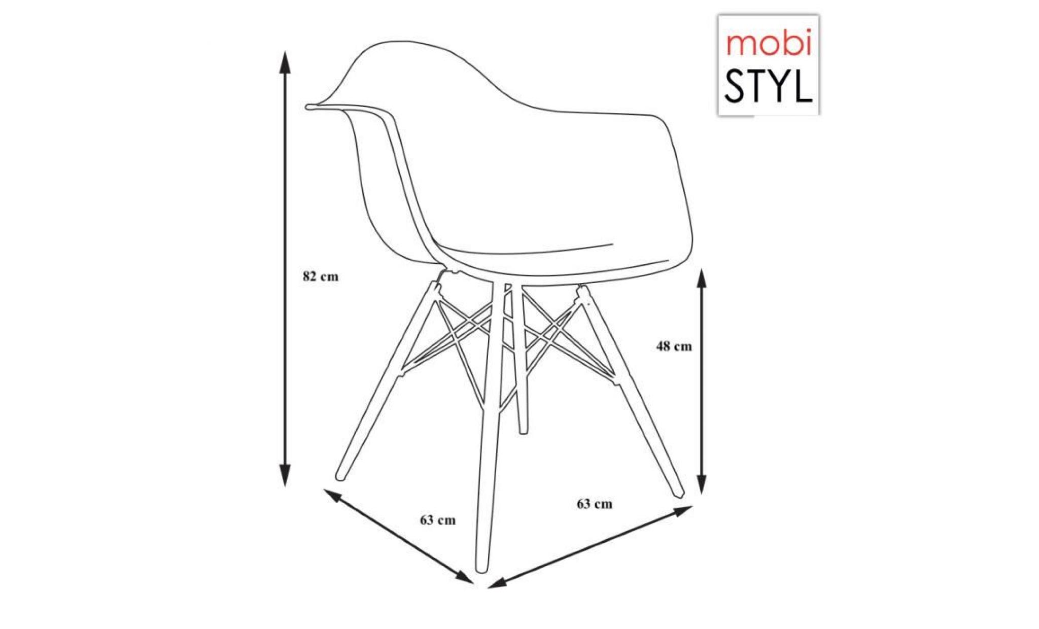 1 x fauteuil design retro style eames daw hauteur 48cm pieds en bois vernis noyer assise orange mobistyl® pas cher