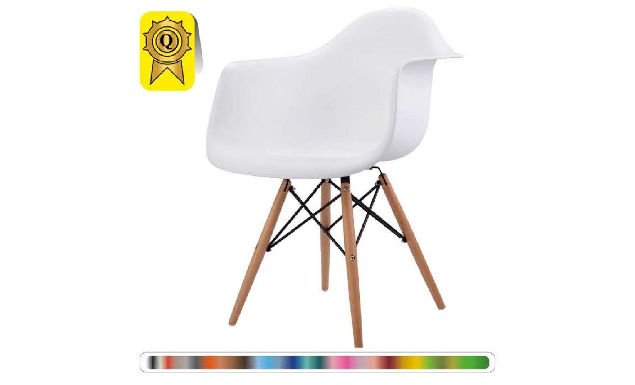 1 x fauteuil design scandinave haut. 48 cm blanc pieds: bois naturel decopresto dp dawl48 wh 1