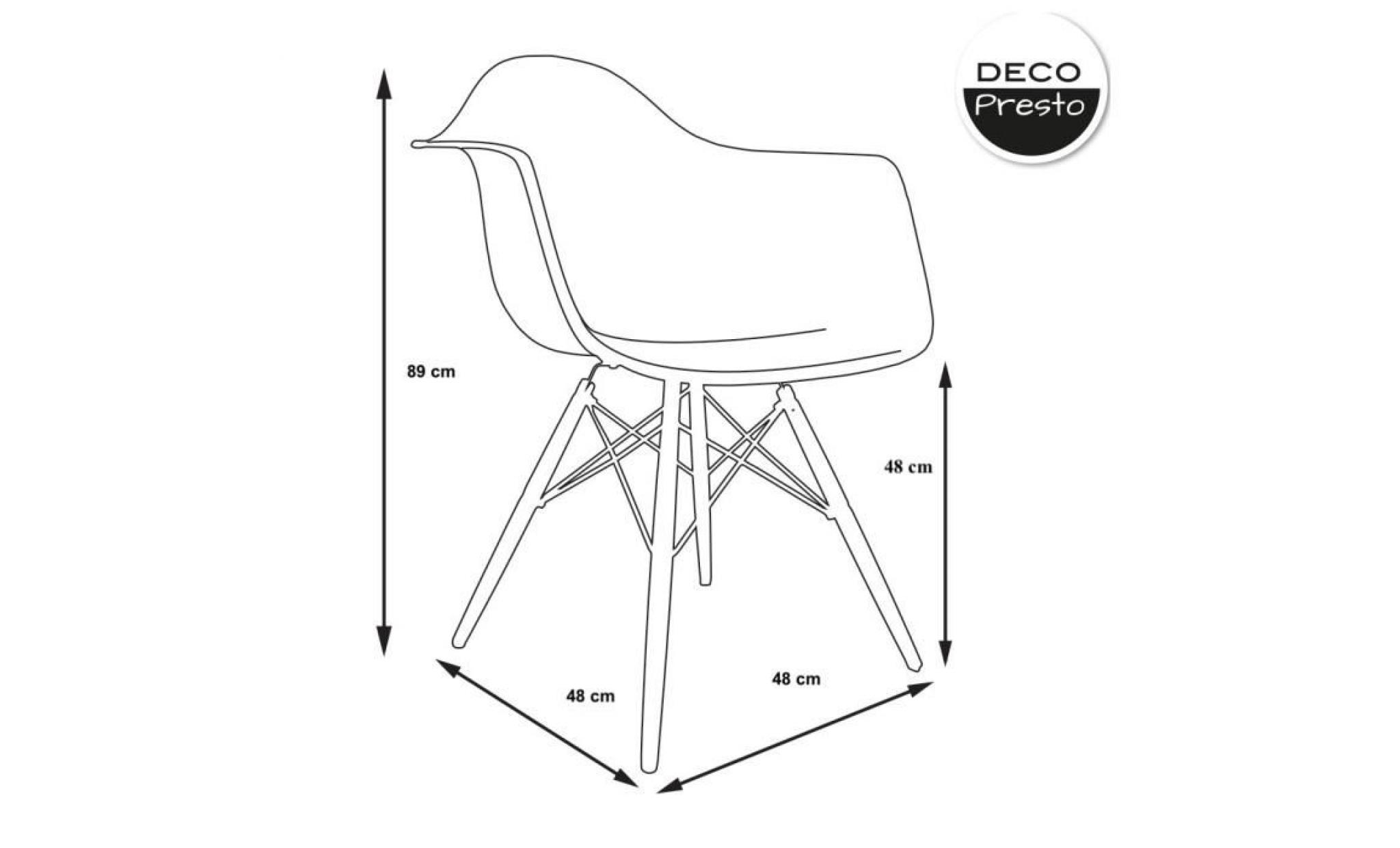 1 x fauteuil design scandinave haut. 48 cm blanc pieds: bois naturel decopresto dp dawl48 wh 1 pas cher