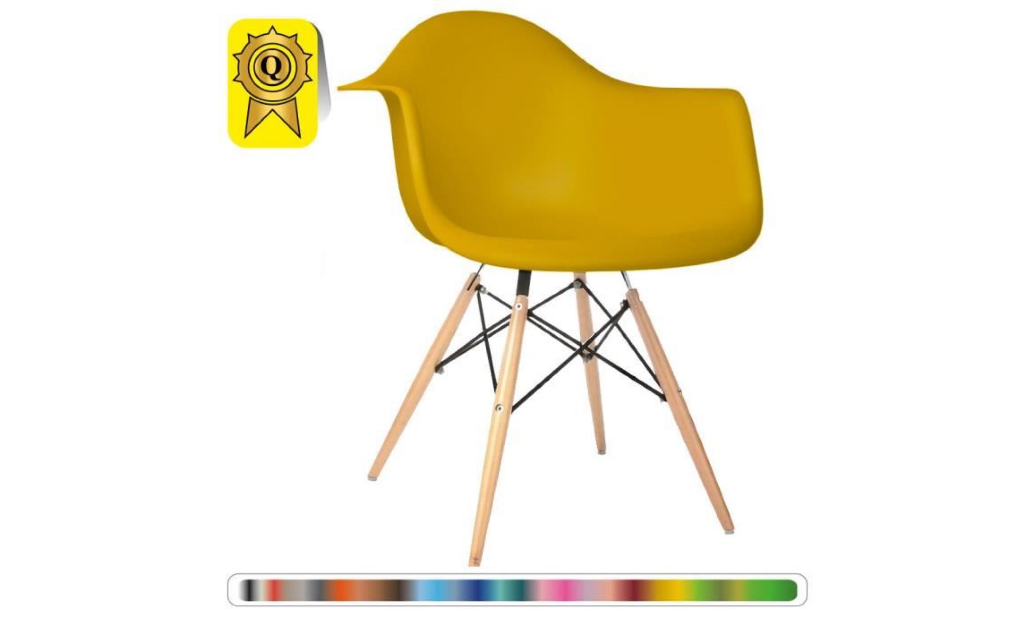 1 x fauteuil design scandinave haut. 48 cm moutarde pieds: bois naturel decopresto dp dawl48 mu 1