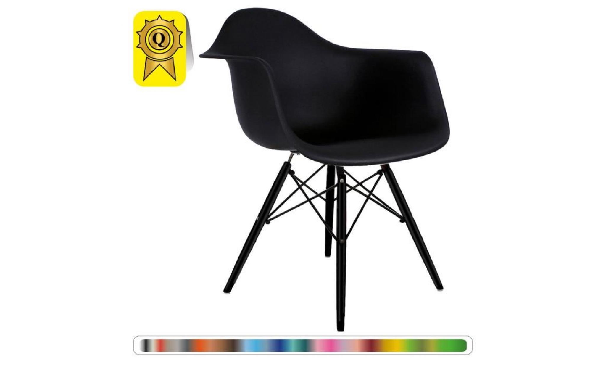 1 x fauteuil design  scandinave haut. 48 cm noir pieds: bois vernis noyer decopresto dp dawd48 no 1