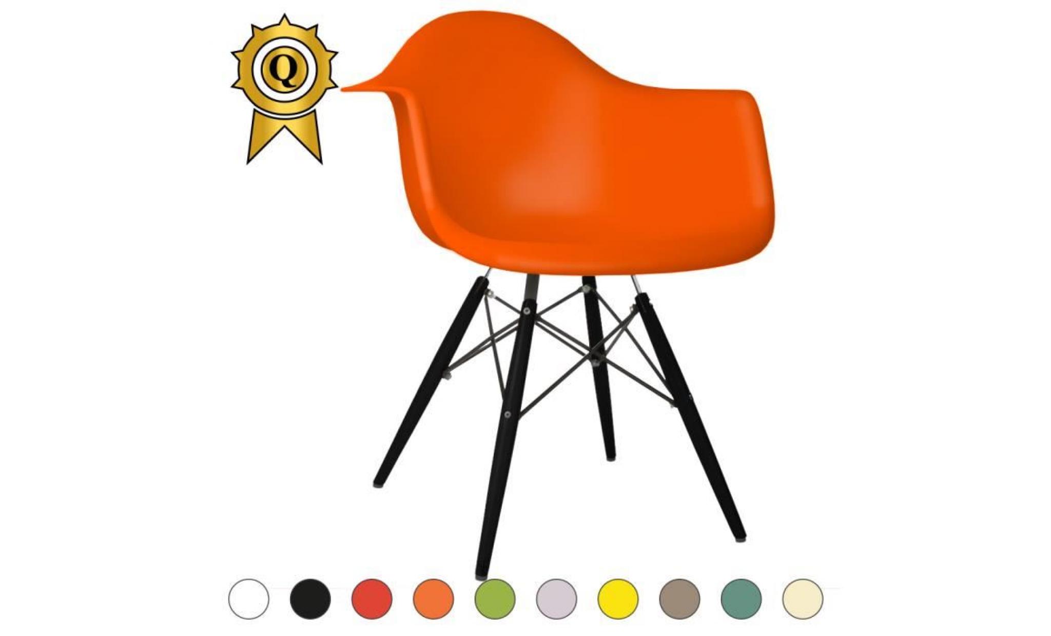 1 x fauteuil design  scandinave  orange  pieds: bois vernis noyer decopresto dp dawd or 1