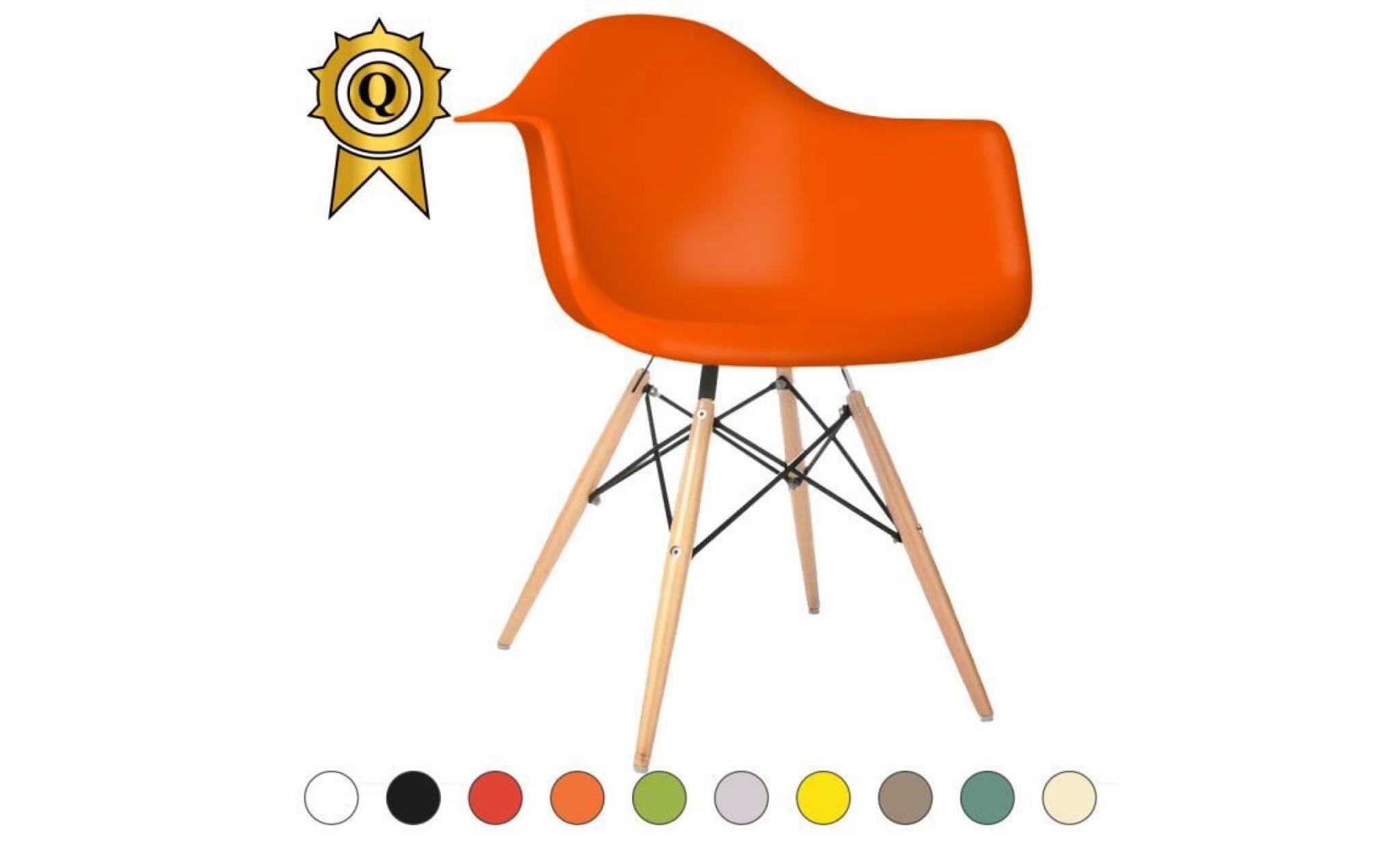 1 x fauteuil design scandinave  orange  pieds: bois naturel decopresto dp dawl or 1