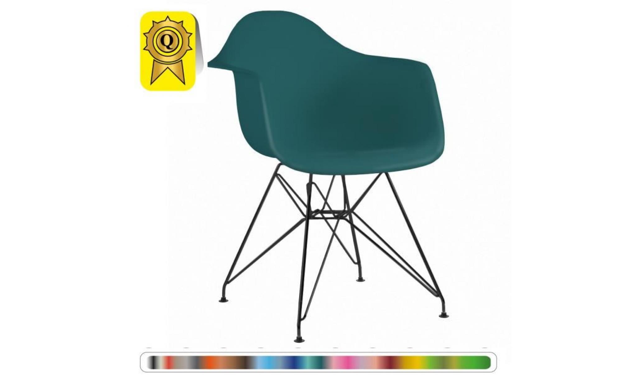 1 x fauteuil design  style  eiffel  bleu ocean pieds: acier chrome decopresto dp dar bo 1