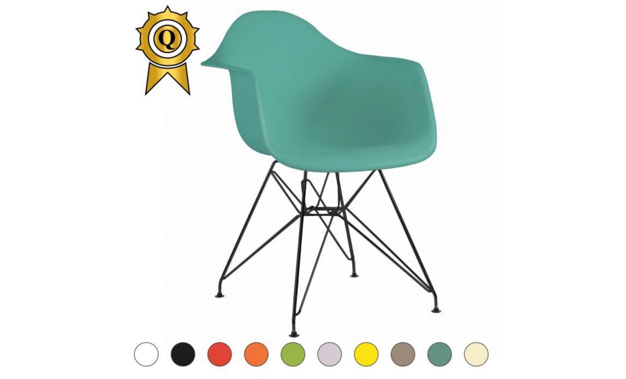 1x fauteuil style eames dar eiffel design hauteur 48cm pieds acier chrome assise ivoire mobistyl®