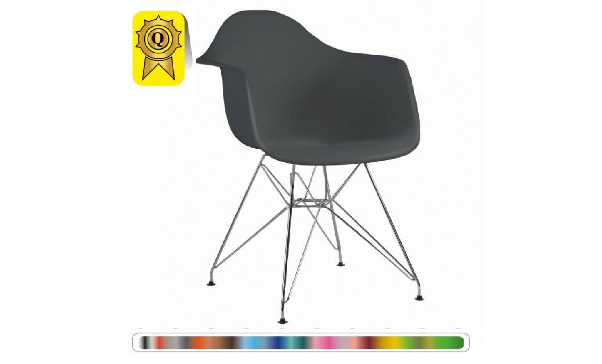 1 x fauteuil design  style  eiffel  gris beton pieds: acier chrome decopresto dp dar dg 1