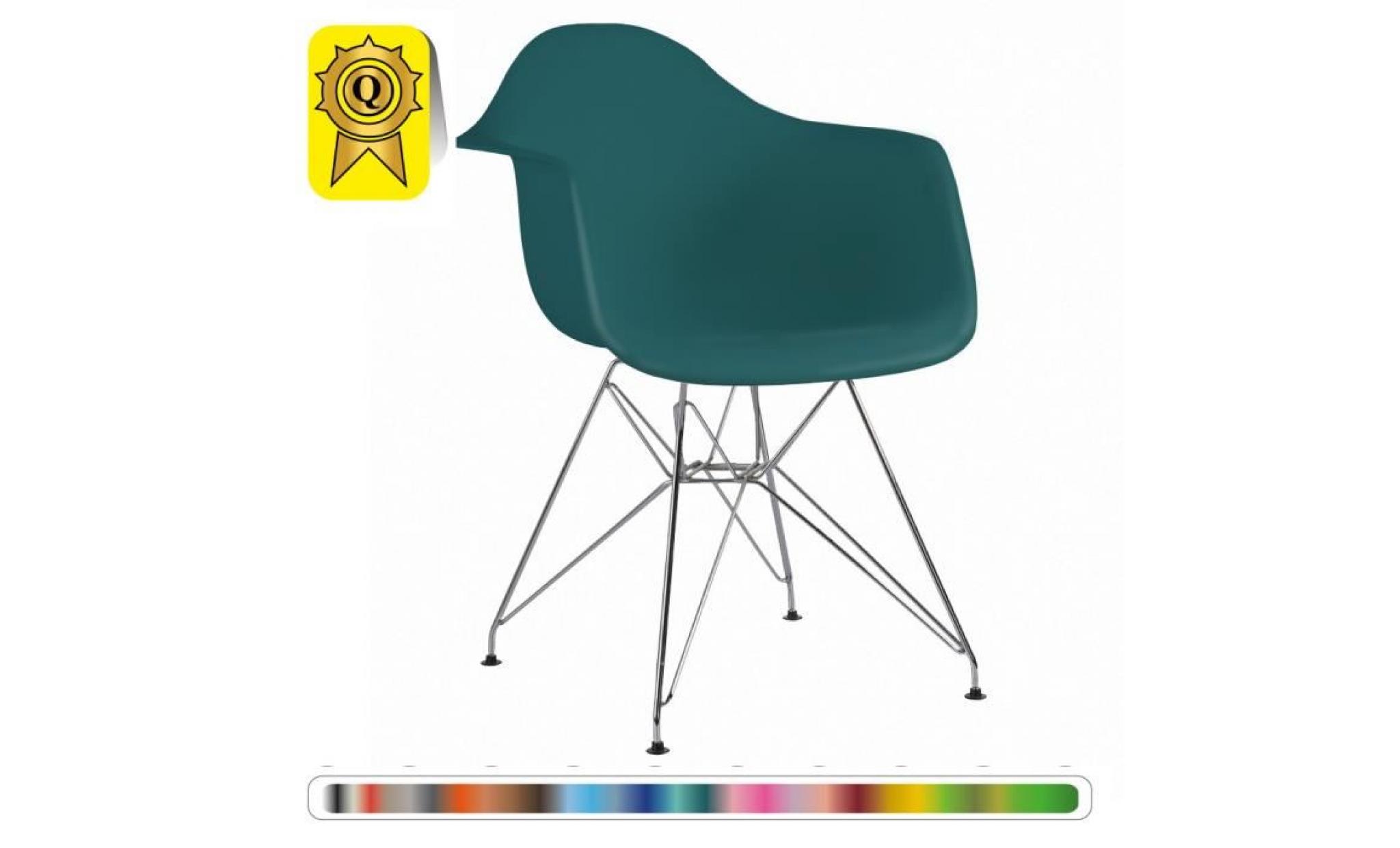 1 x fauteuil design  style  eiffel haut. 48 cm bleu gris pieds: acier chrome decopresto dp dar48 bg 1