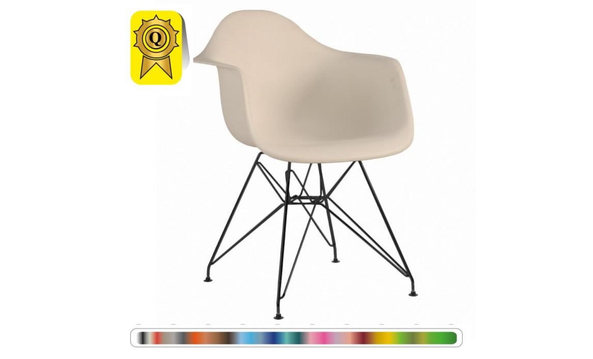 1 x fauteuil design  style  eiffel haut. 48 cm creme pieds: acier noir decopresto dp darb48 cr 1