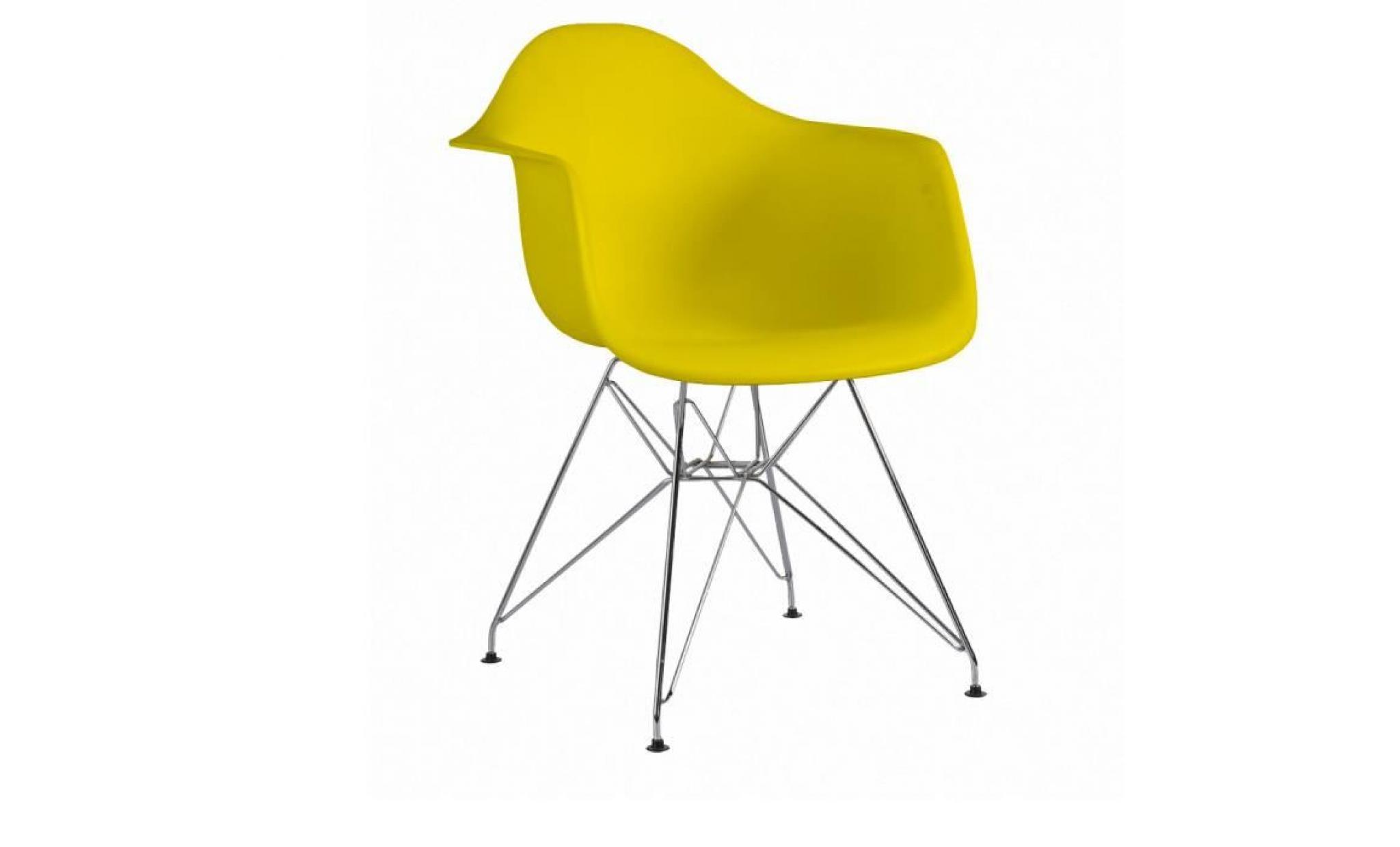 1 x fauteuil design  style  eiffel haut. 48 cm jaune pieds: acier chrome decopresto dp dar48 ye 1