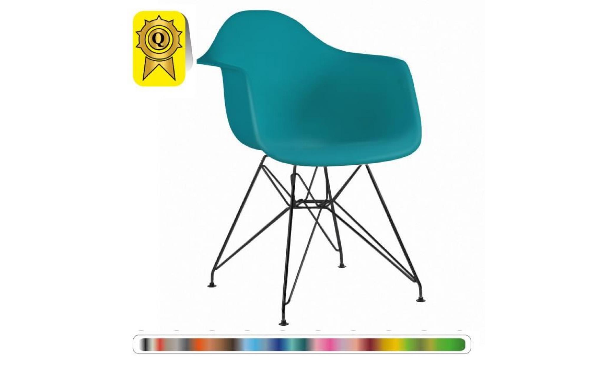 1 x fauteuil design  style  eiffel haut. 48 cm ocean clair pieds: acier chrome decopresto dp dar48 bc 1