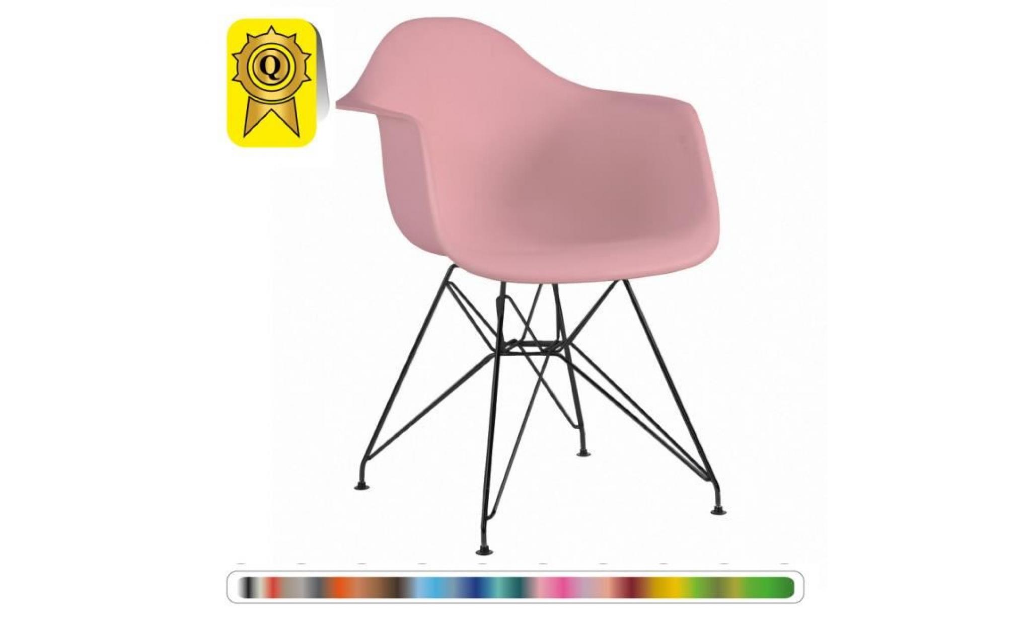 1 x fauteuil design  style  eiffel haut. 48 cm rose pieds: acier noir decopresto dp darb48 pi 1