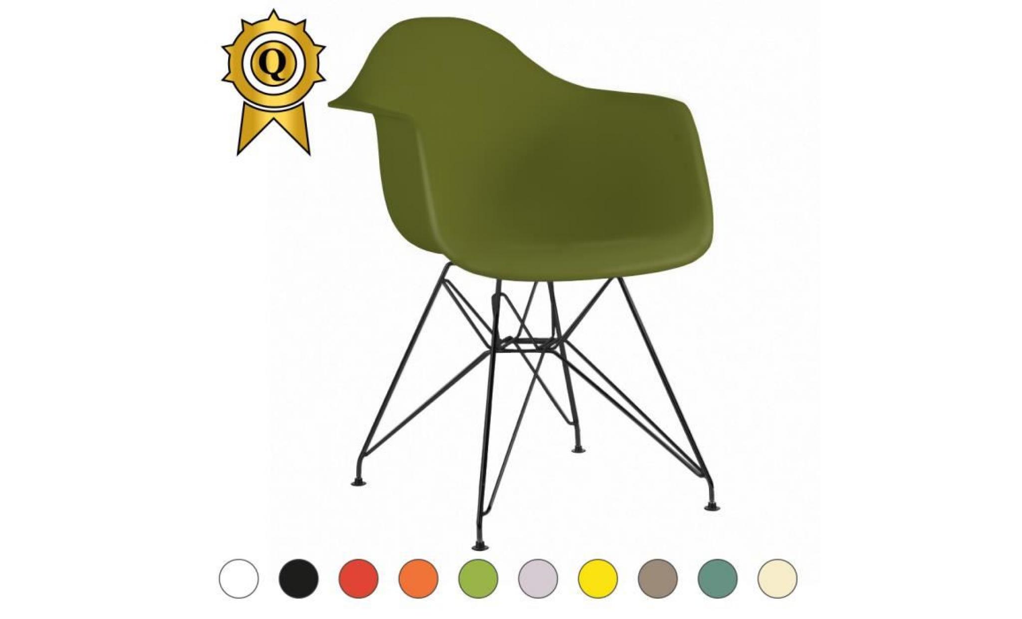 1 x fauteuil design  style  eiffel  vert kaki pieds: acier chrome decopresto dp dar vk 1