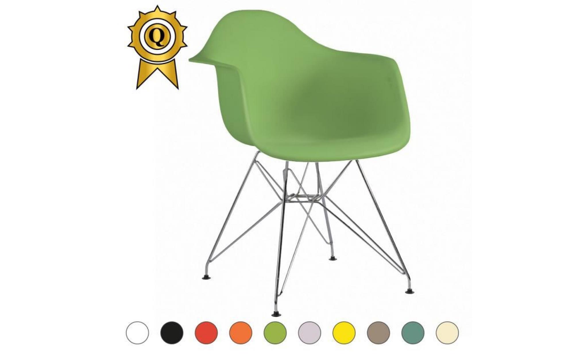1 x fauteuil design  style  eiffel  vert  pieds: acier chrome decopresto dp dar ve 1