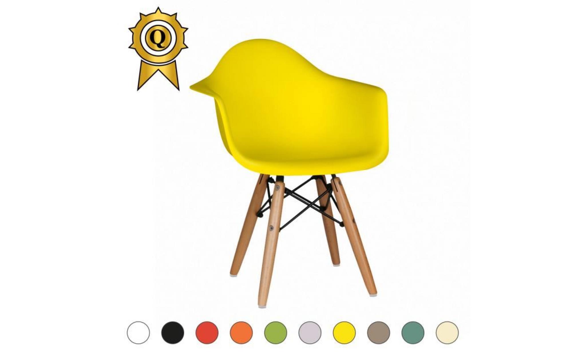 1 x fauteuil enfant inspiration eiffel  pieds bois assise jaune mobistyl®