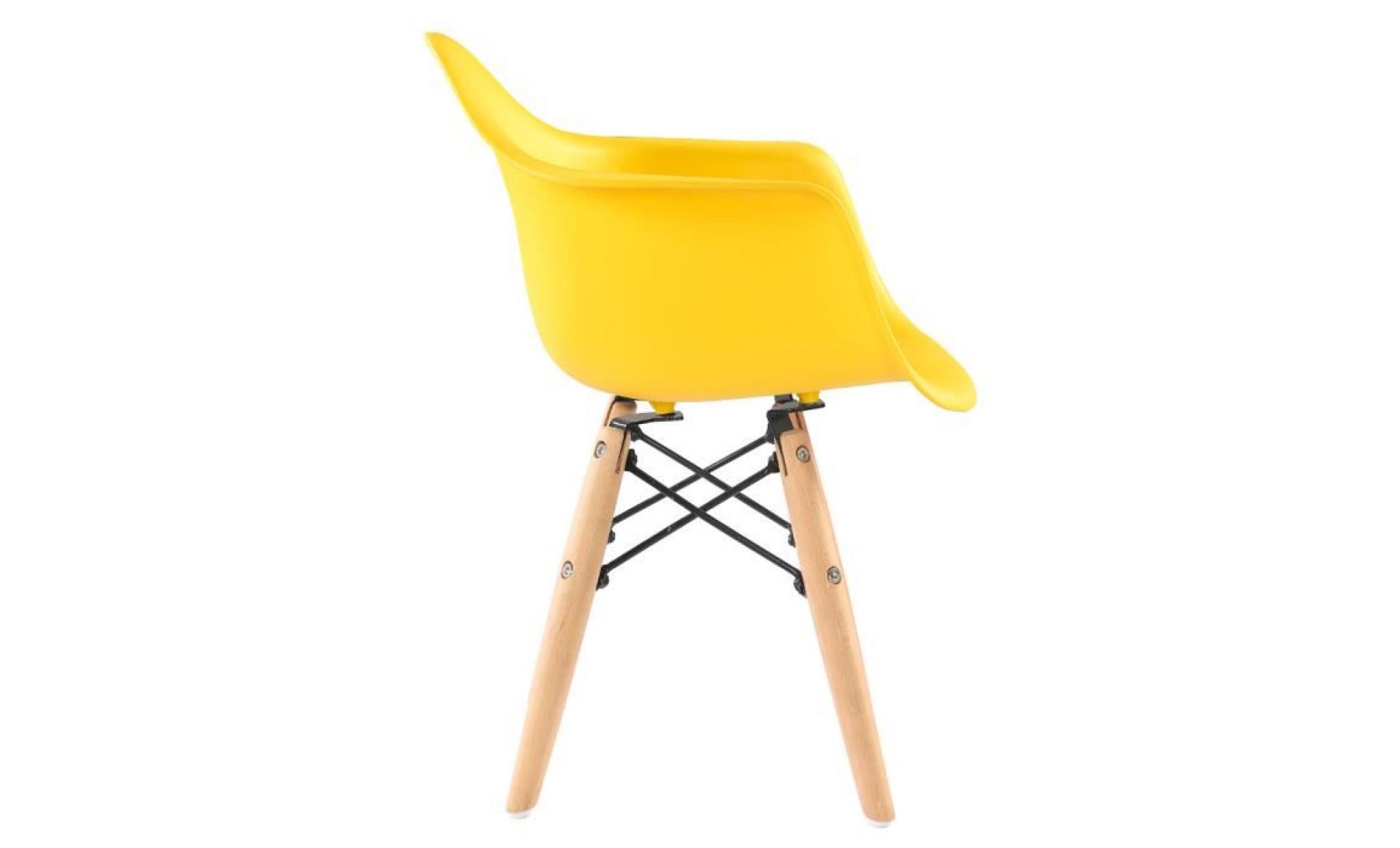 1 x fauteuil enfant inspiration eiffel  pieds bois assise jaune mobistyl® pas cher