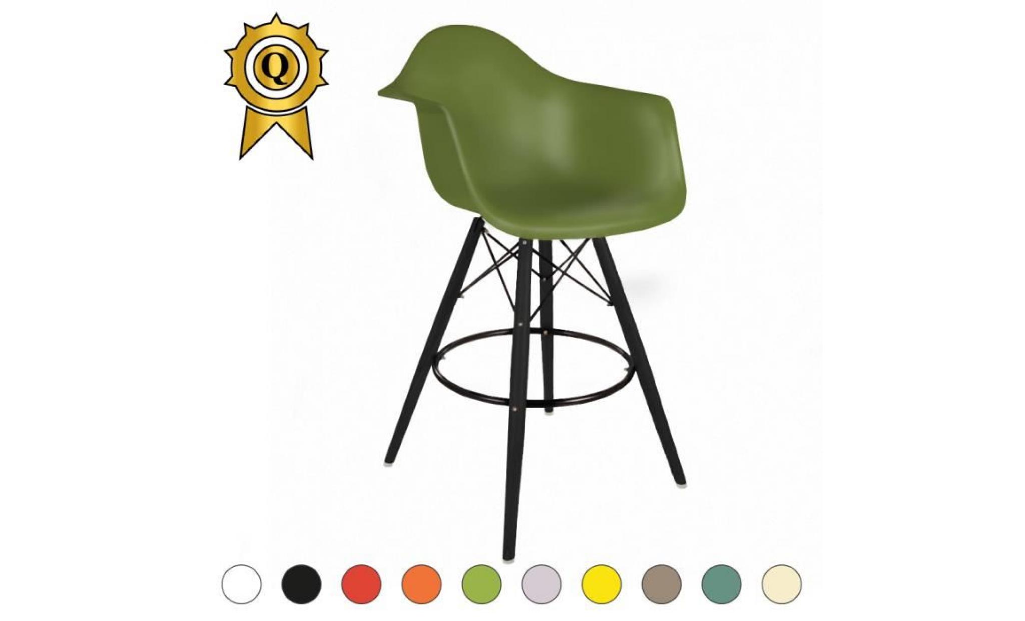 1 x fauteuil haut tabouret de bar style eiffel eames dar pieds acier chrome assise orange mobistyl®