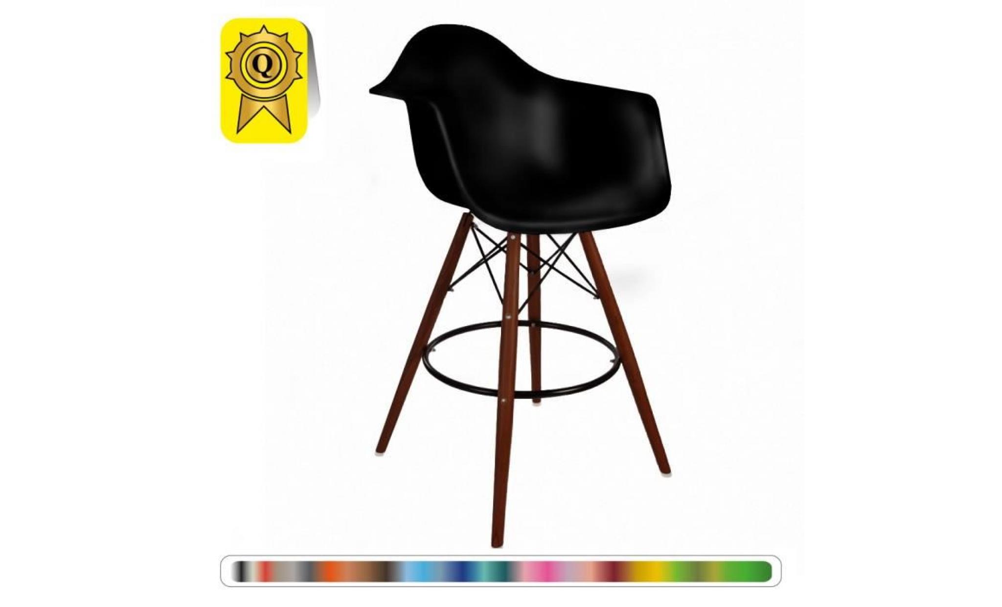 1 x fauteuil haut tabouret de bar scandinave  noir pieds: bois noir decopresto dp dawhb no 1