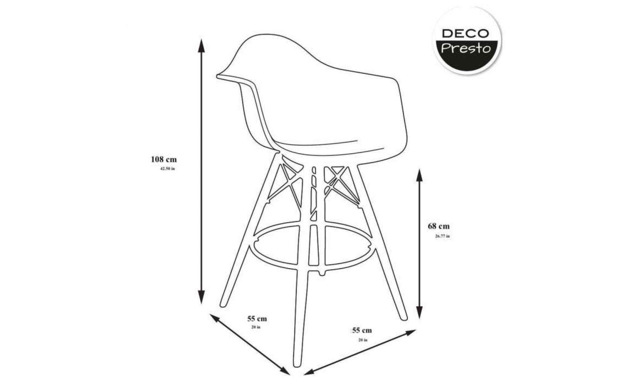1 x fauteuil haut tabouret de bar scandinave  ocean clair pieds: bois noir decopresto dp dawhb bc 1 pas cher