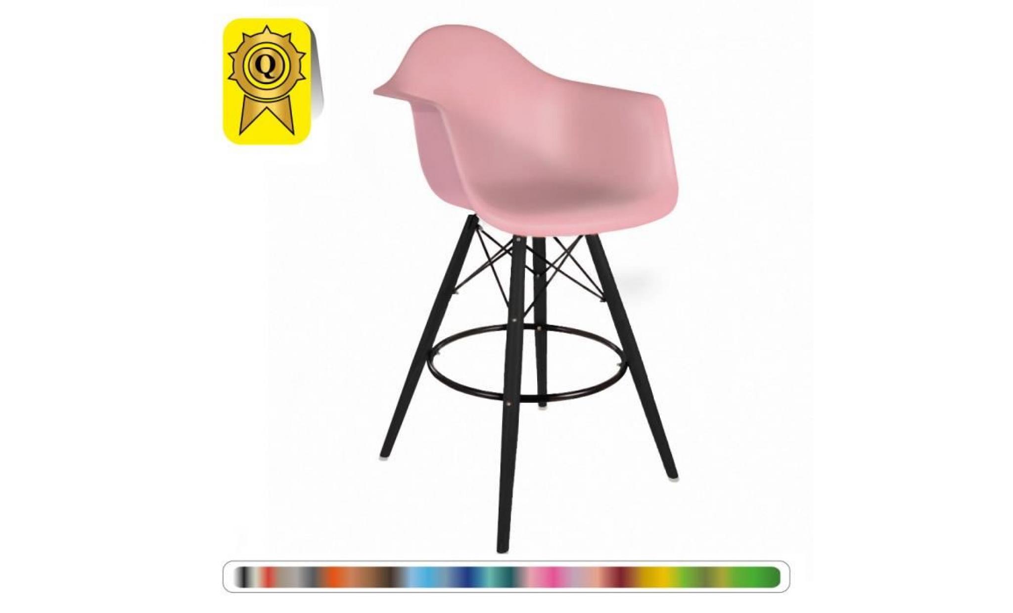 1 x fauteuil haut tabouret de bar scandinave  rose pieds: bois vernis noyer decopresto dp dawhd pi 1