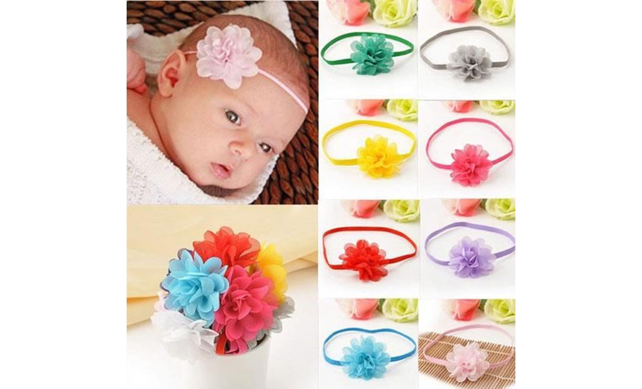 10 pcs bébés filles infant toddler fleur bandeau mousseline de cheveux bande de cheveux chapeaux