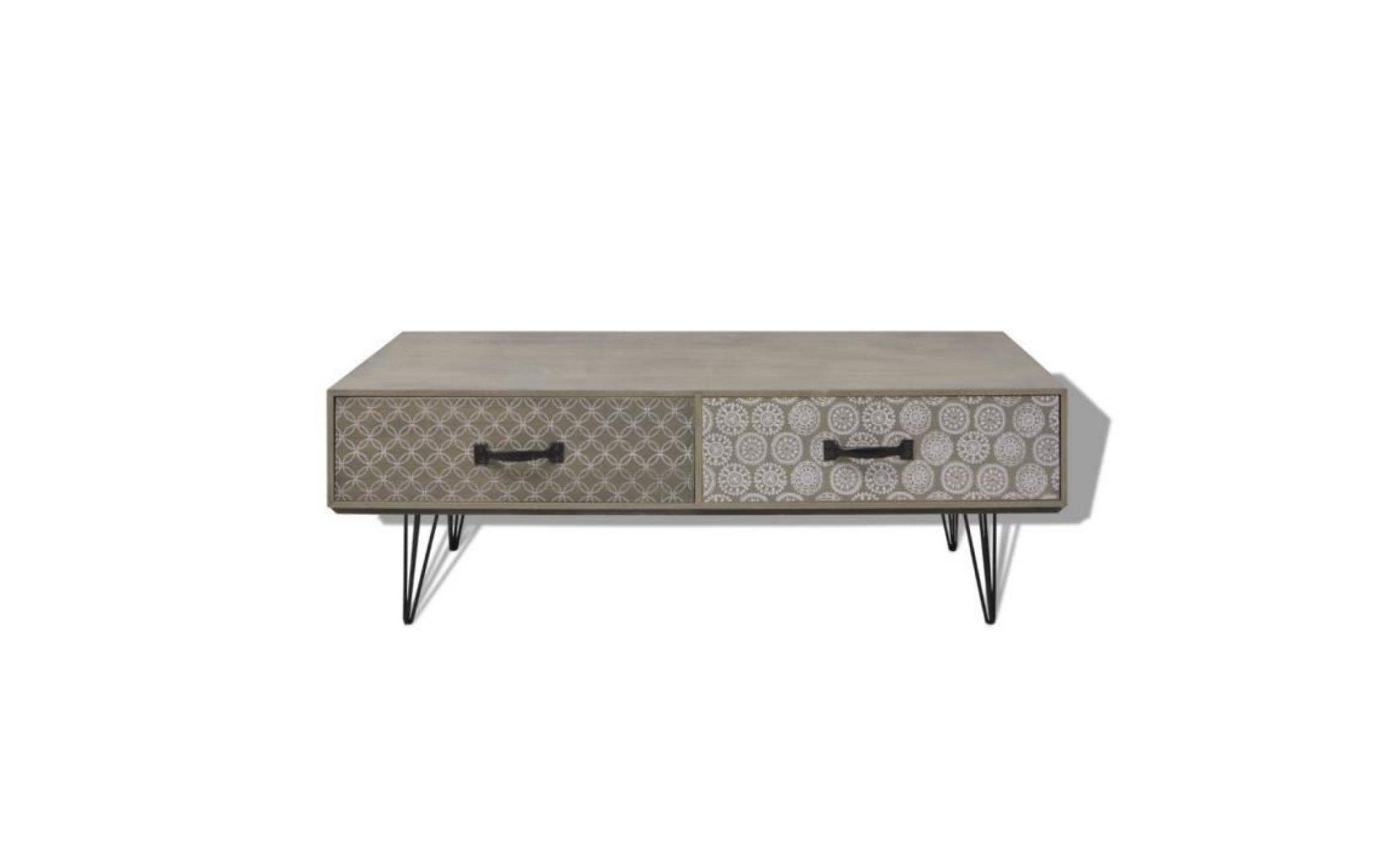 100 x 60 x 35 cm table basse avec 4 tiroirs en mdf+ métal haute qualité décoration rétro pour salon bureau beige pas cher
