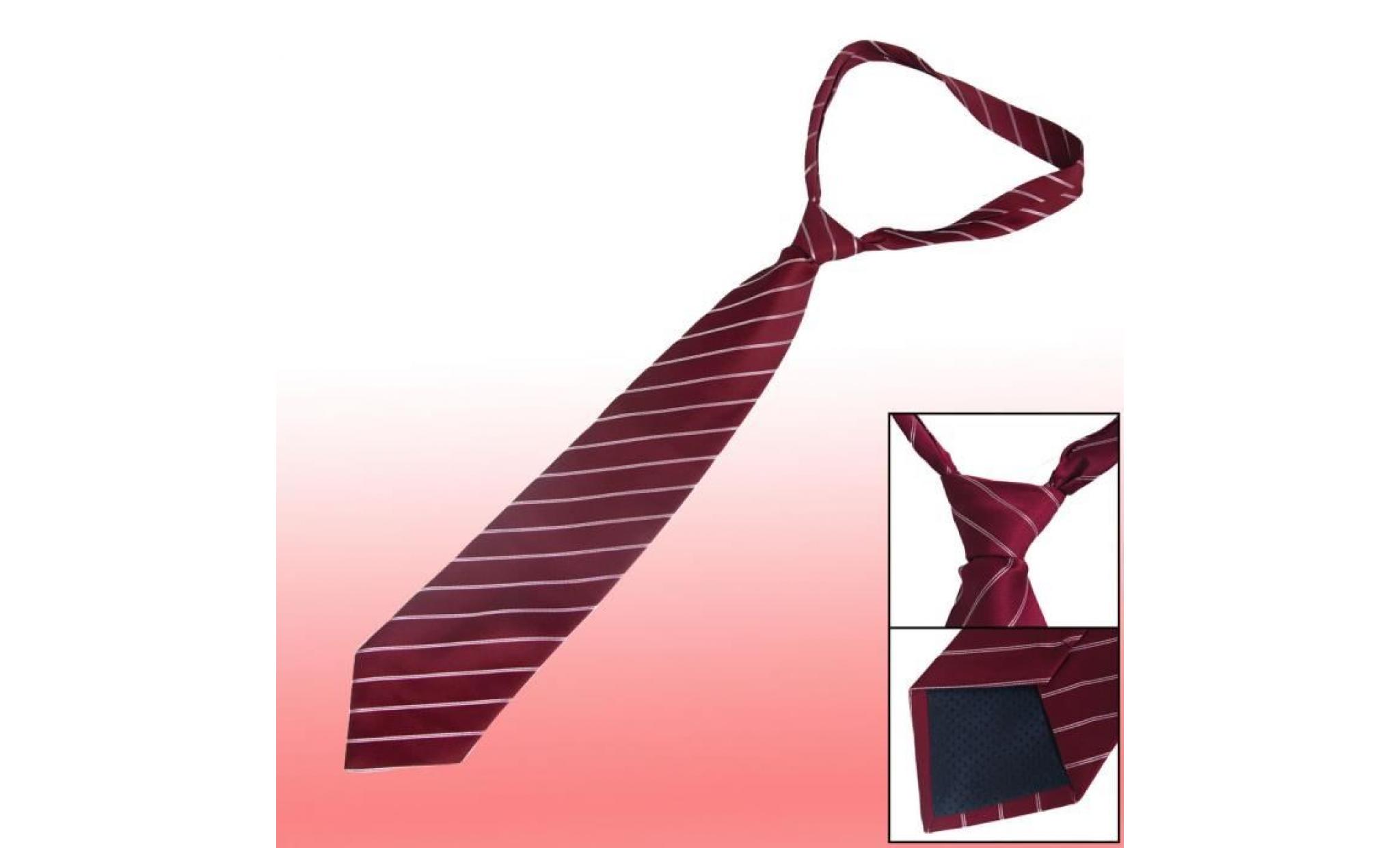 10cm wide white bar stripes prints burgundy polyester self tie necktie for men pas cher
