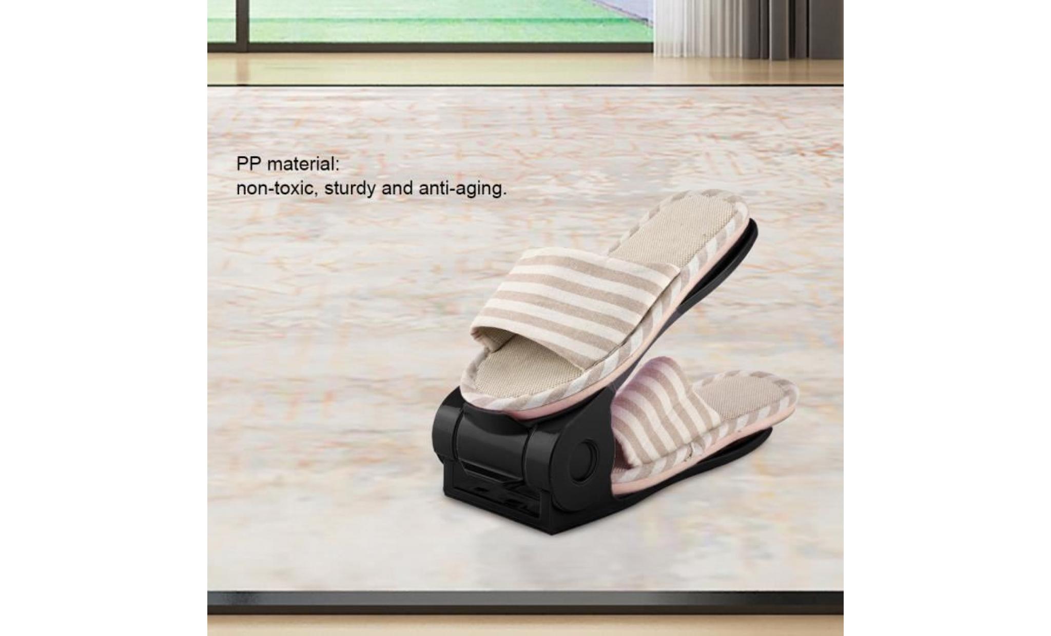 10pcs chaussures en plastique rack double couche support de stockage organisateur réglable gain de place ( gris) pas cher