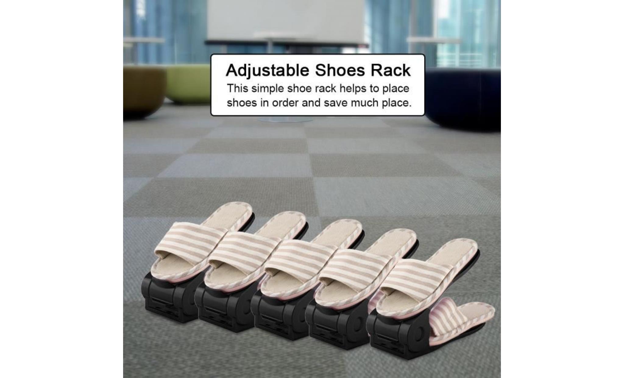 10pcs support à chaussures en plastique réglable de double couche organisateur de Économiser de place   vert