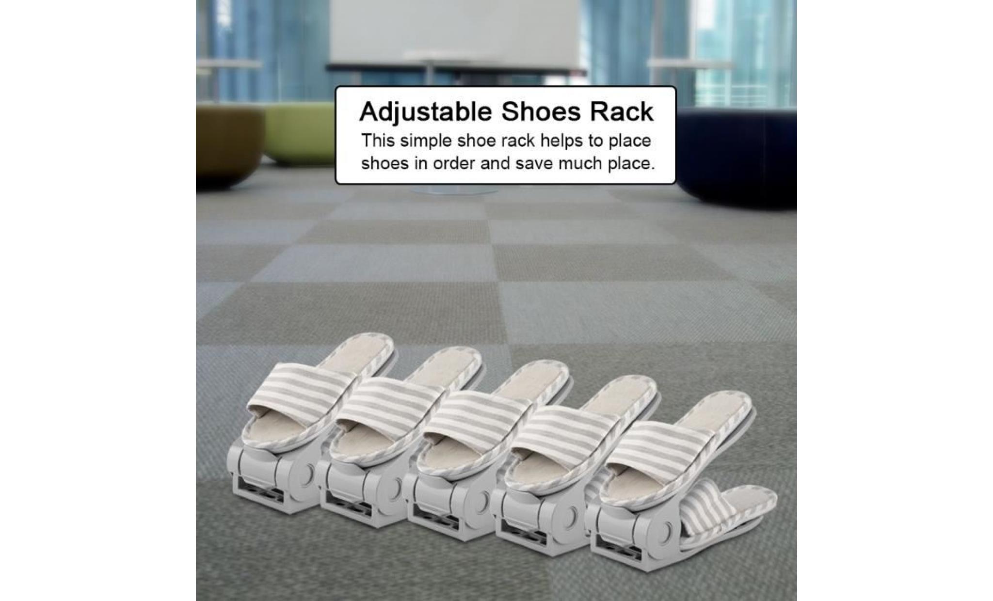 10pcs support à chaussures réglable en plastique range chaussures à double couches porte chaussures de stockage (blanc)
