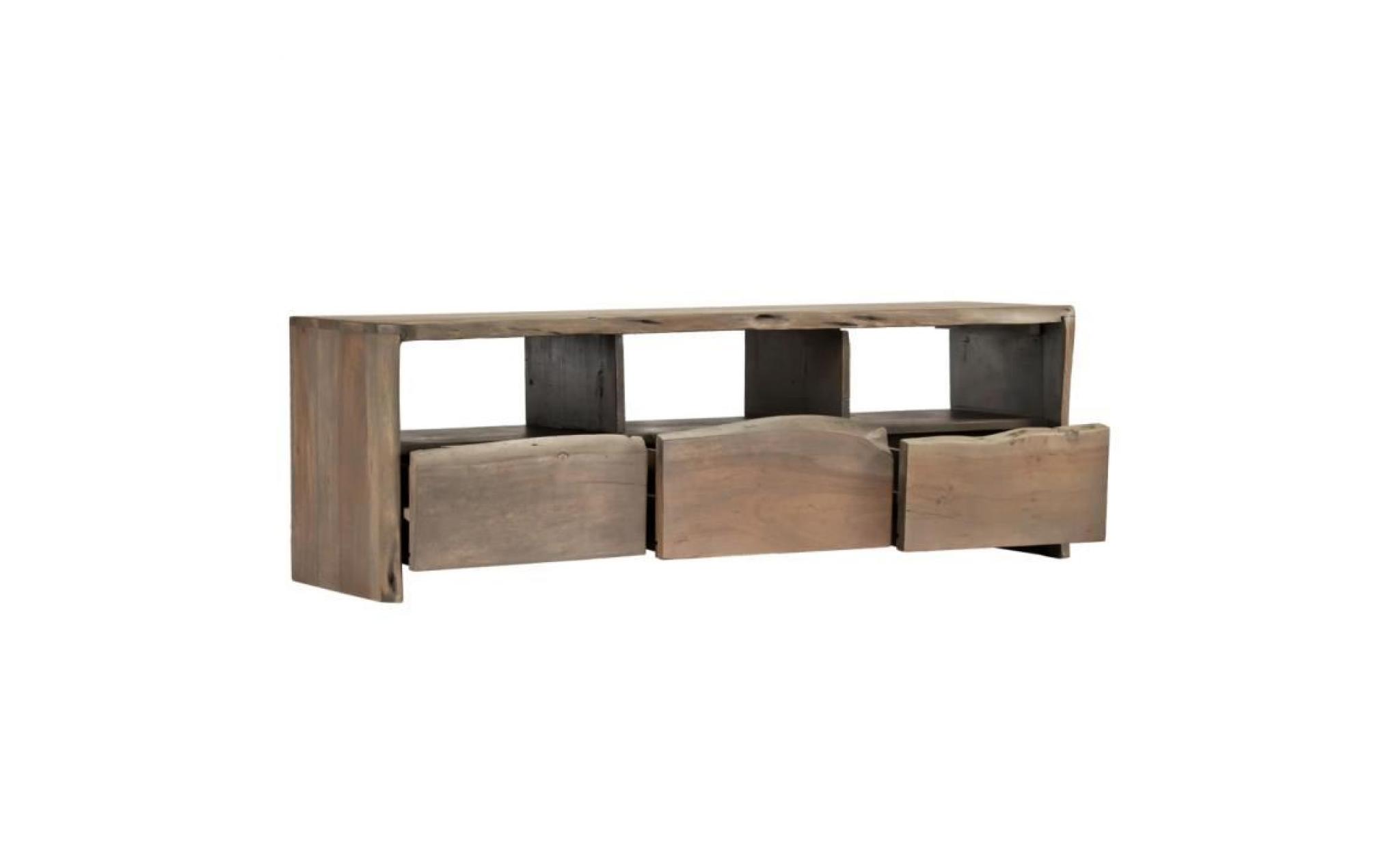 120x35x40 cm meuble tv bois d'acacia massif bordure assortie pas cher