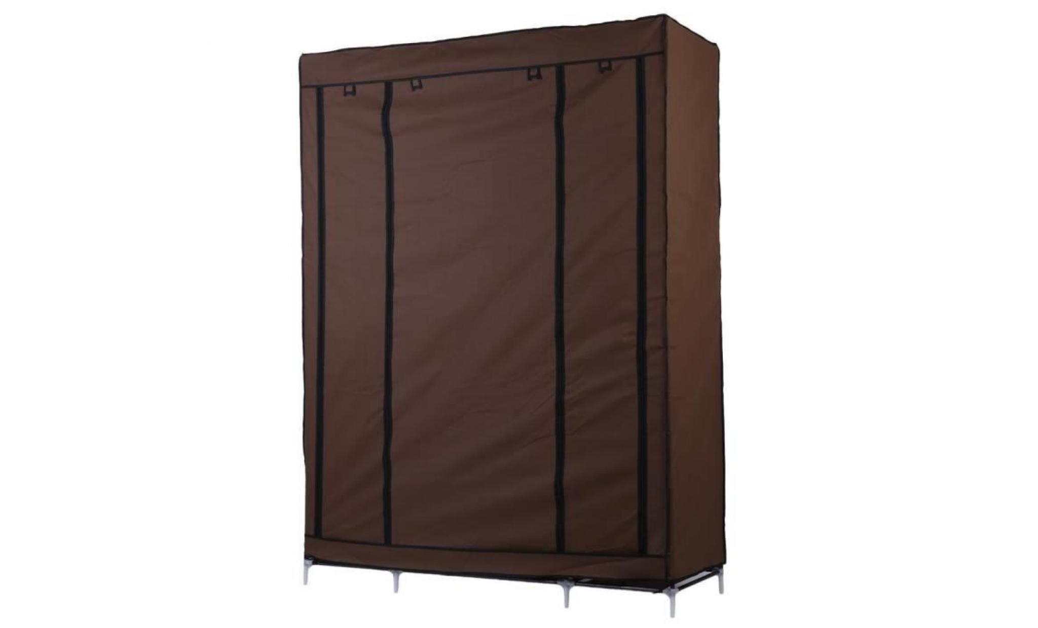 135*45*175cm brune armoire pliante en tissu avec cadre en acier durable stable grande capacité pas cher