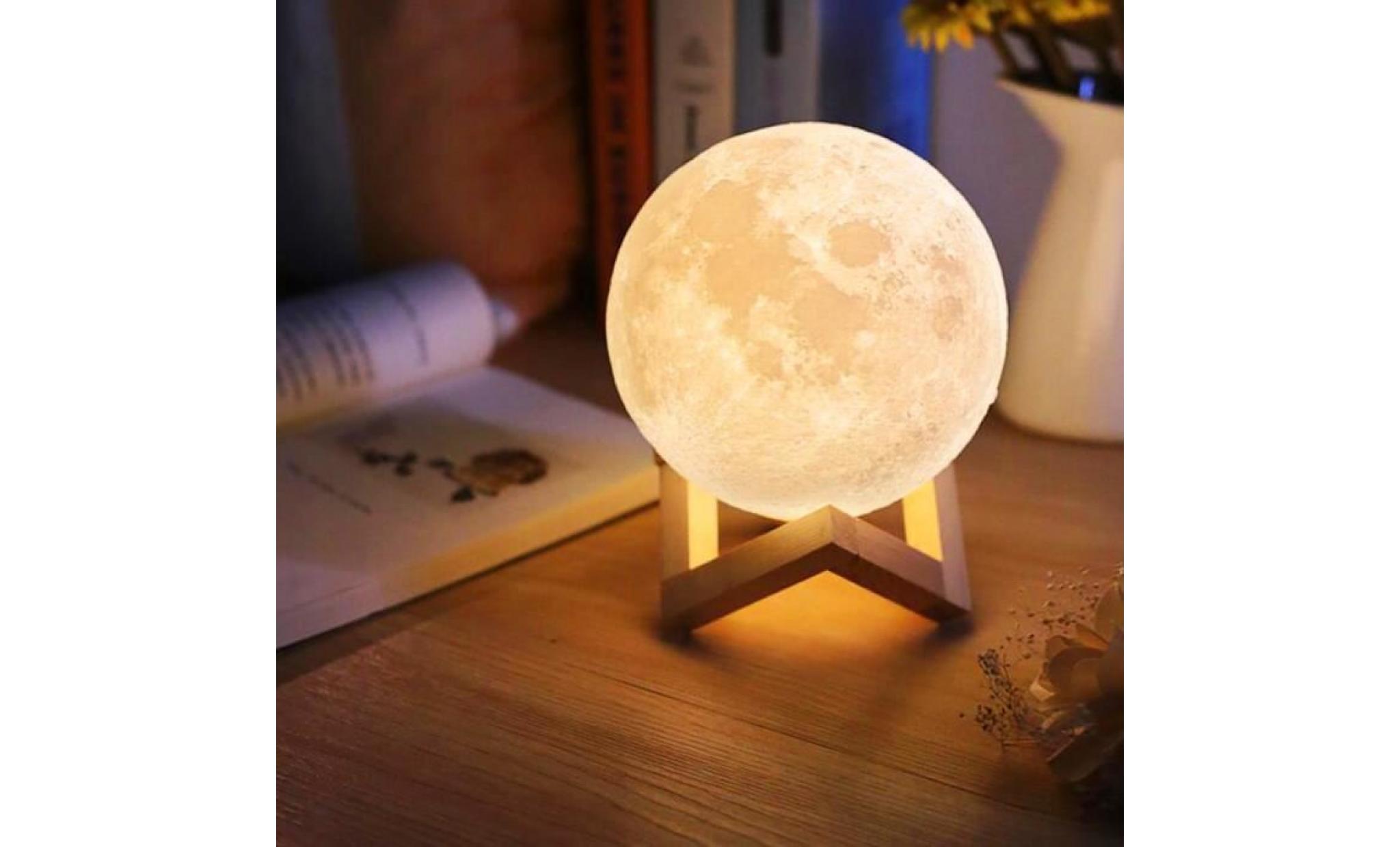 15cm 3d lampe de lune d'impression 2 couleur interrupteur tactile nuit lumière décor à maison bureau cadeau créatif rechargeable