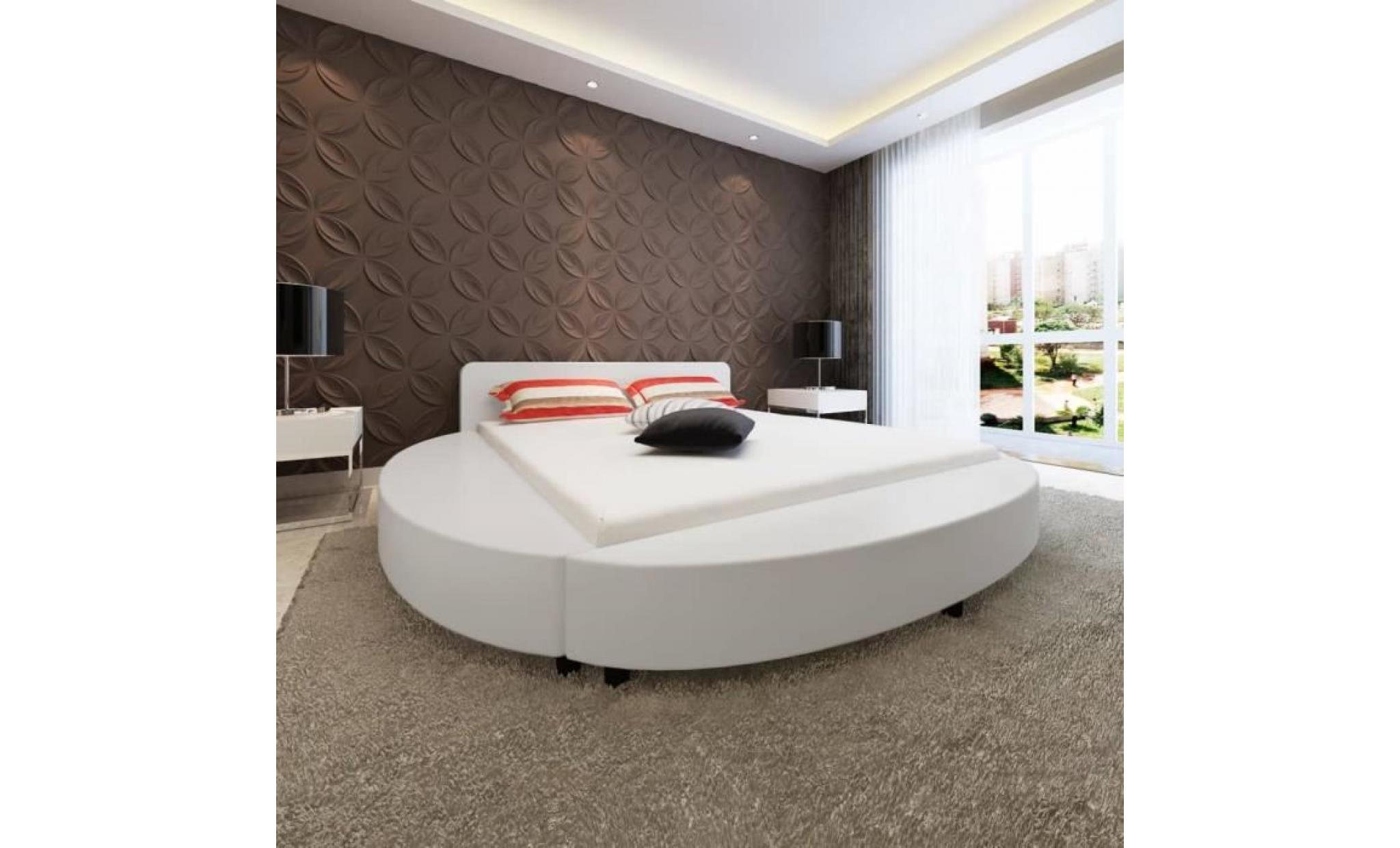 180 x 200 cm cadre de lit rond lit adulte contemporain cadres de lit structure de lit dormir chambre cuir artificiel blanc