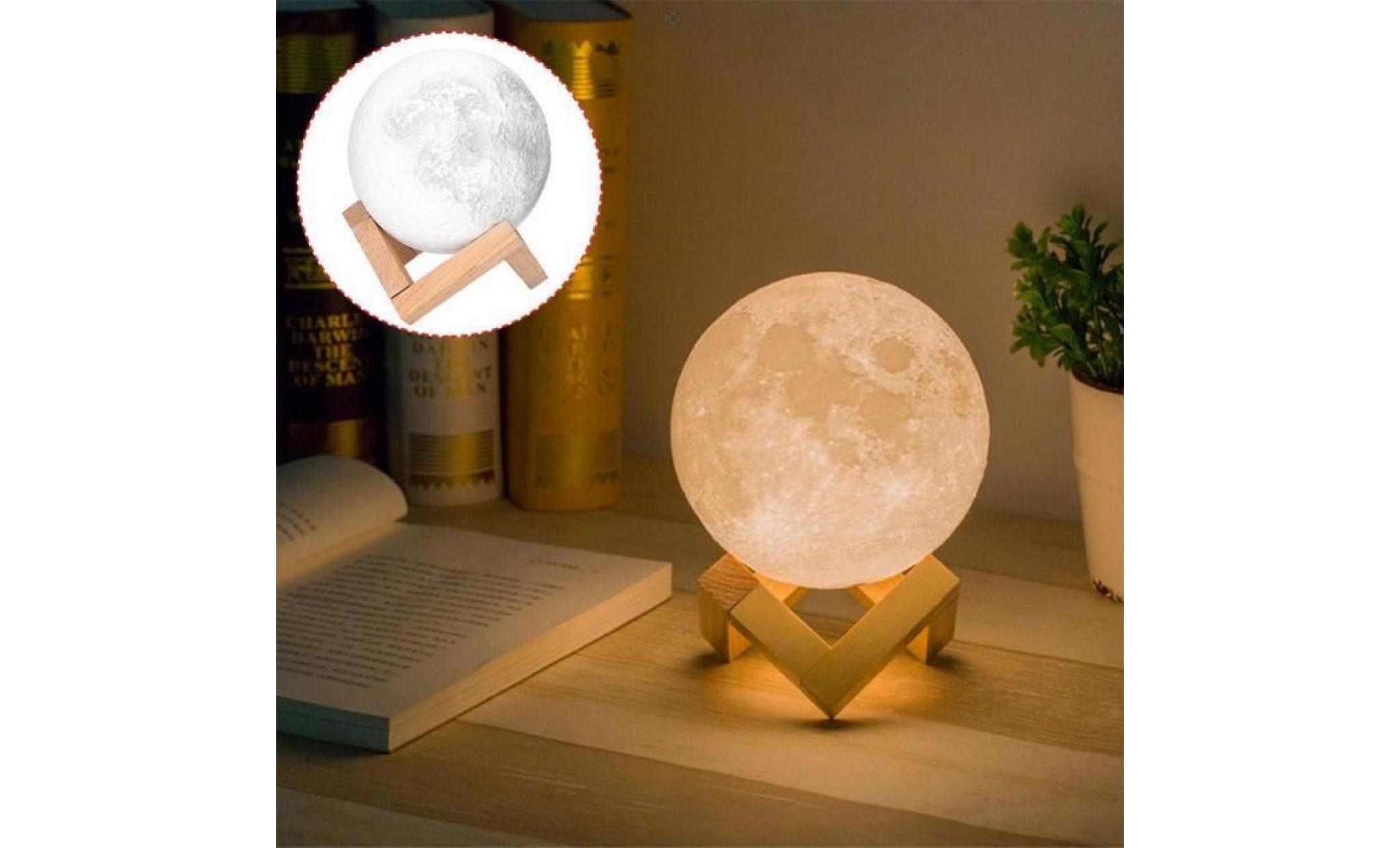 18cm 3d lampe de lune tactile nuit lumière décor à maison bureau cadeau créatif 2 couleur interrupteur rechargeable