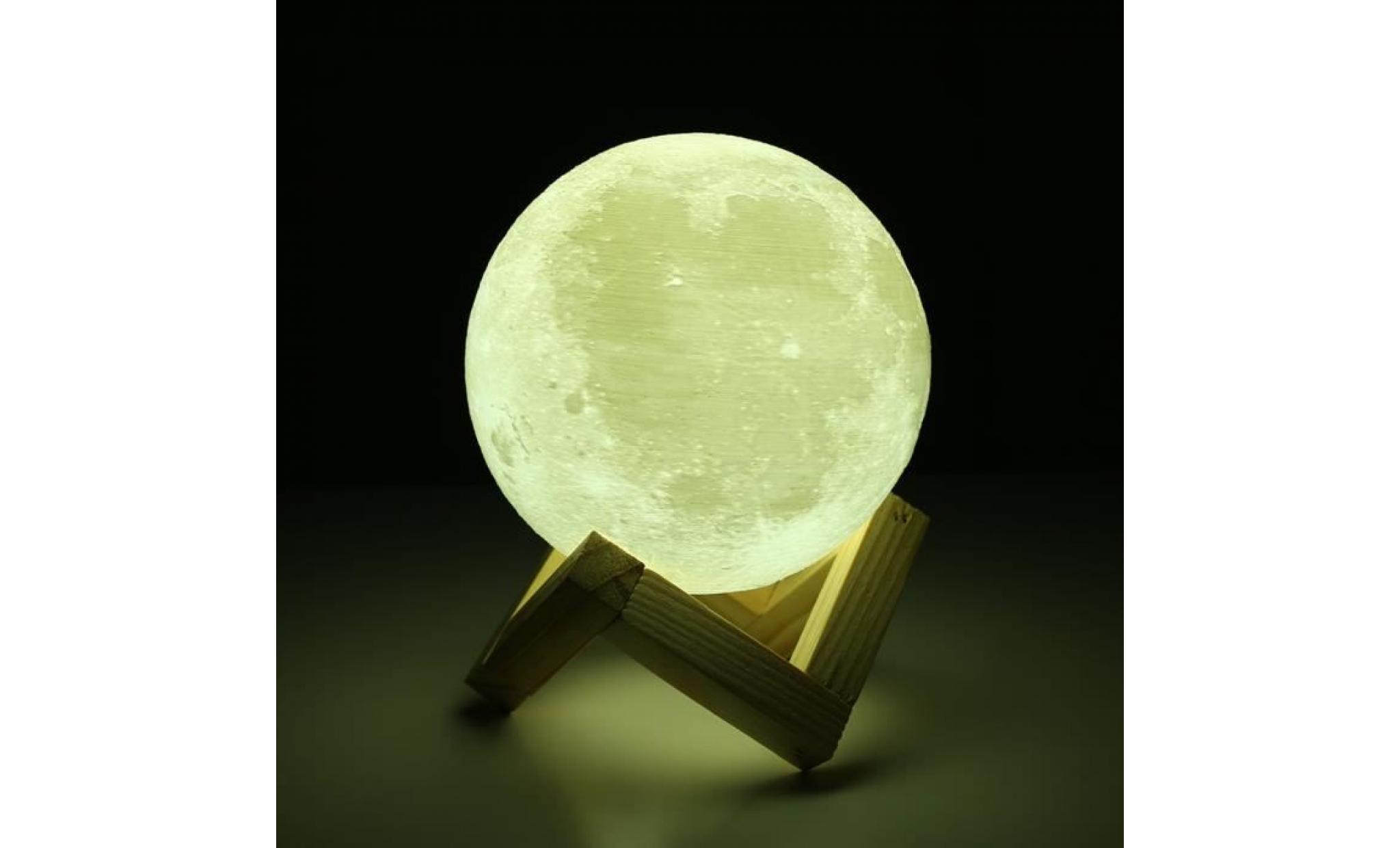 18cm 3d lampe de lune tactile nuit lumière décor à maison bureau cadeau créatif 2 couleur interrupteur rechargeable pas cher