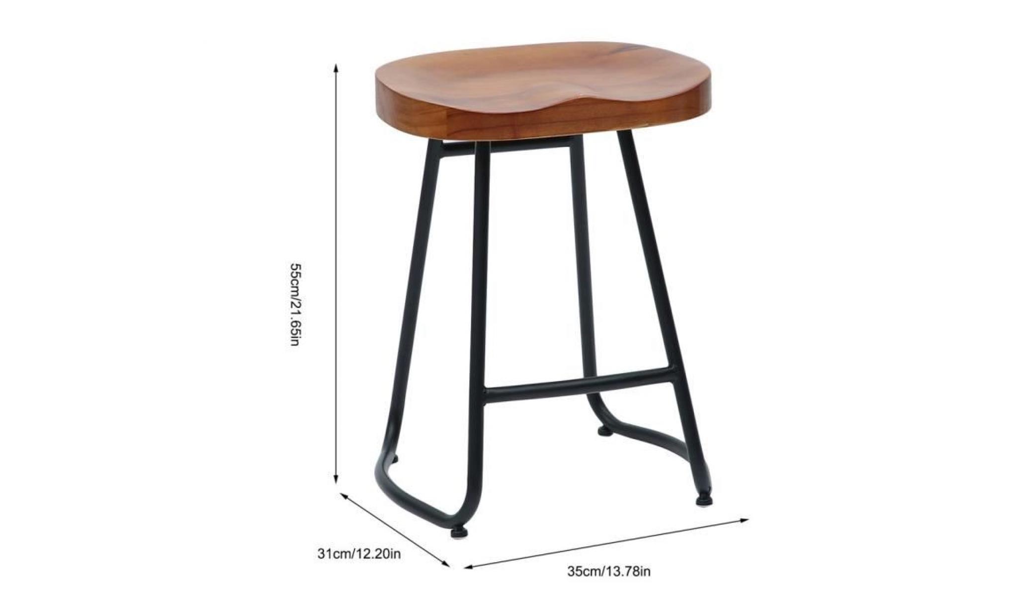 1pc tabouret de bar en bois style vintage rustique industriel capacité charge 100kg chaise à manger 35*31*55cm pas cher