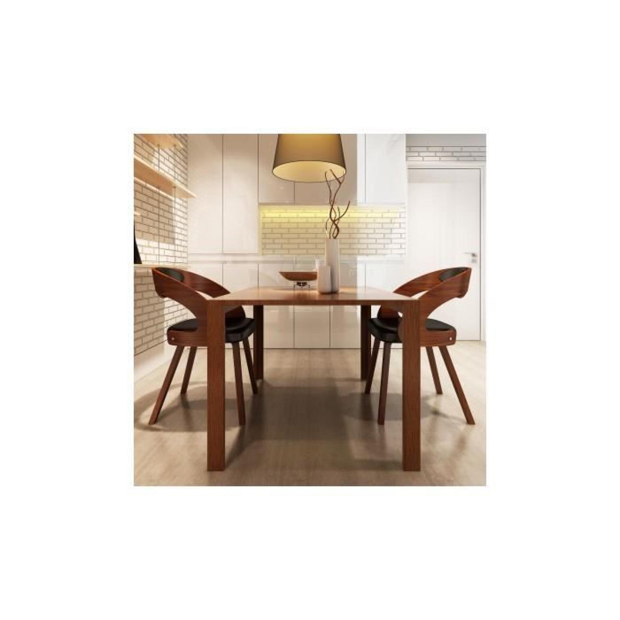 2 chaises à accoudoirs salle à manger en cuir mélangé brun