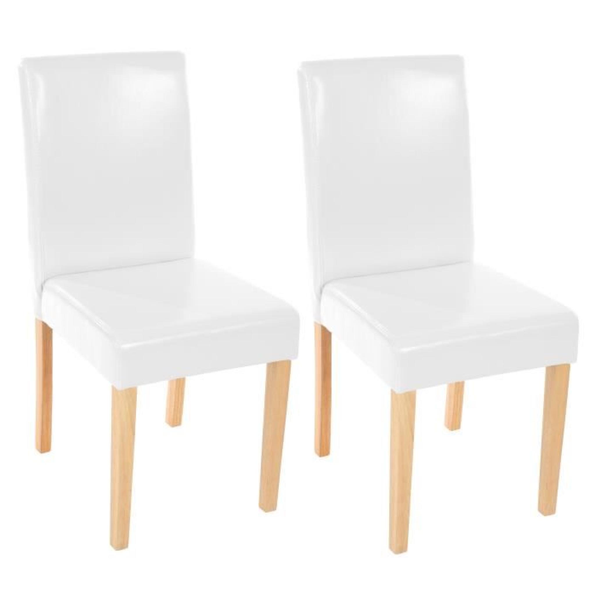  2 chaises Blanc similicuir pieds clair très confortable