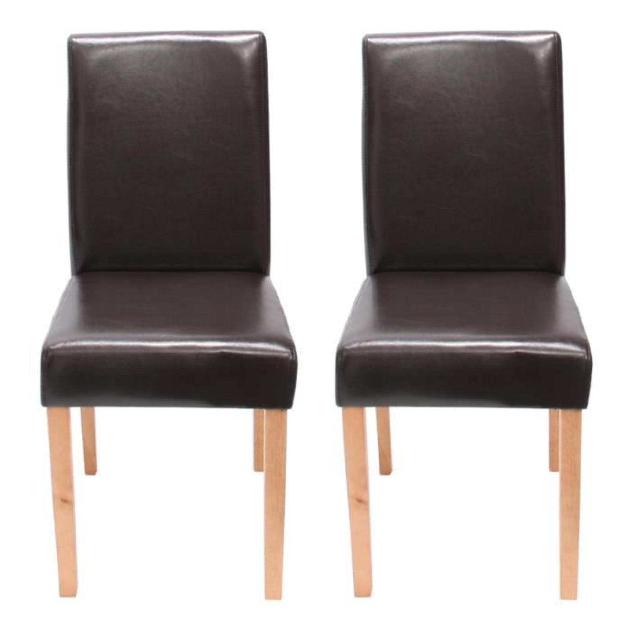  2 chaises Brun similicuir pieds clair bois