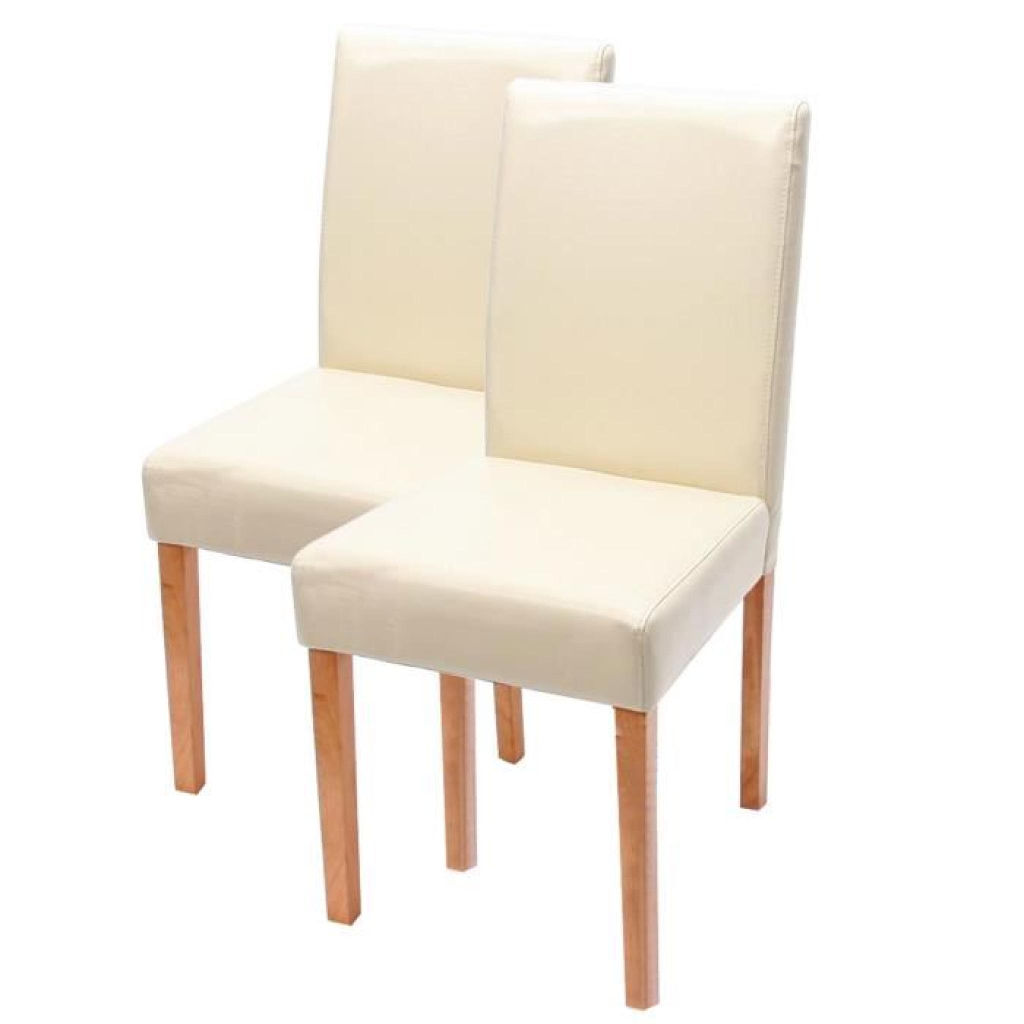  2 chaises Crème similicuir pieds clair bois