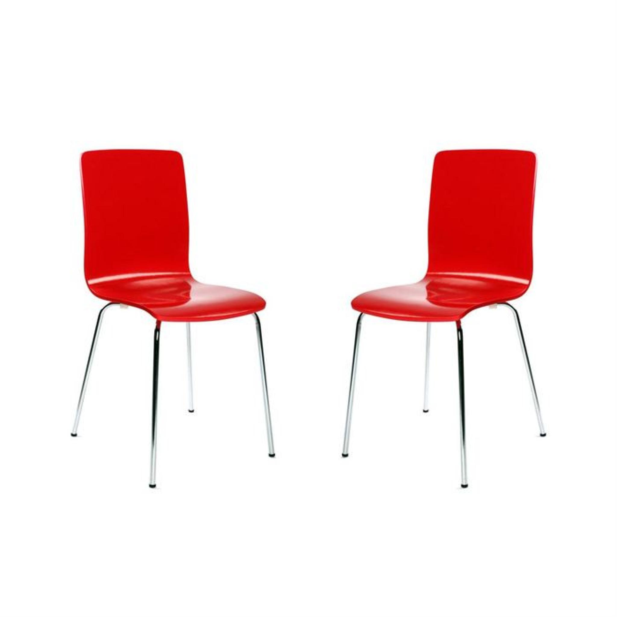 Lot de 2 chaises design cuisine rouges NELLY