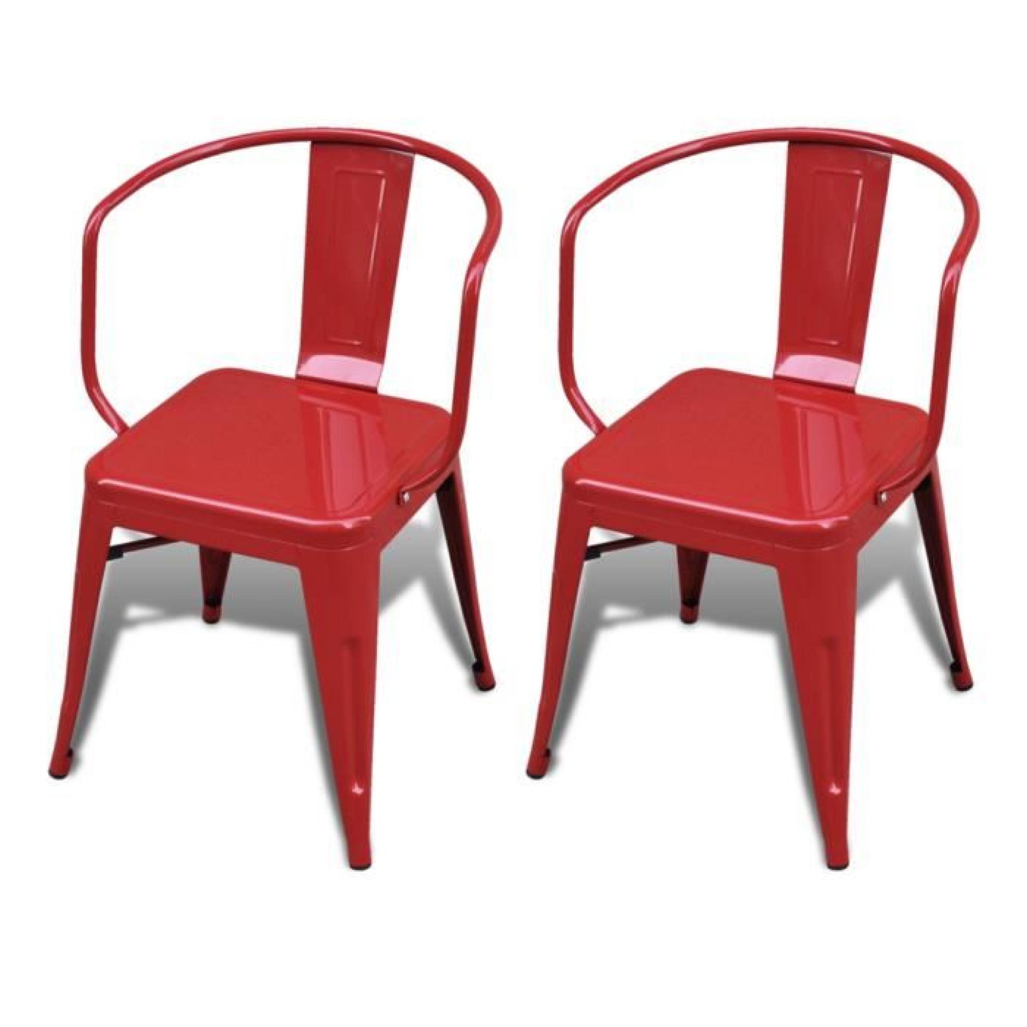 2 Chaises de salle à manger Rouge pas cher