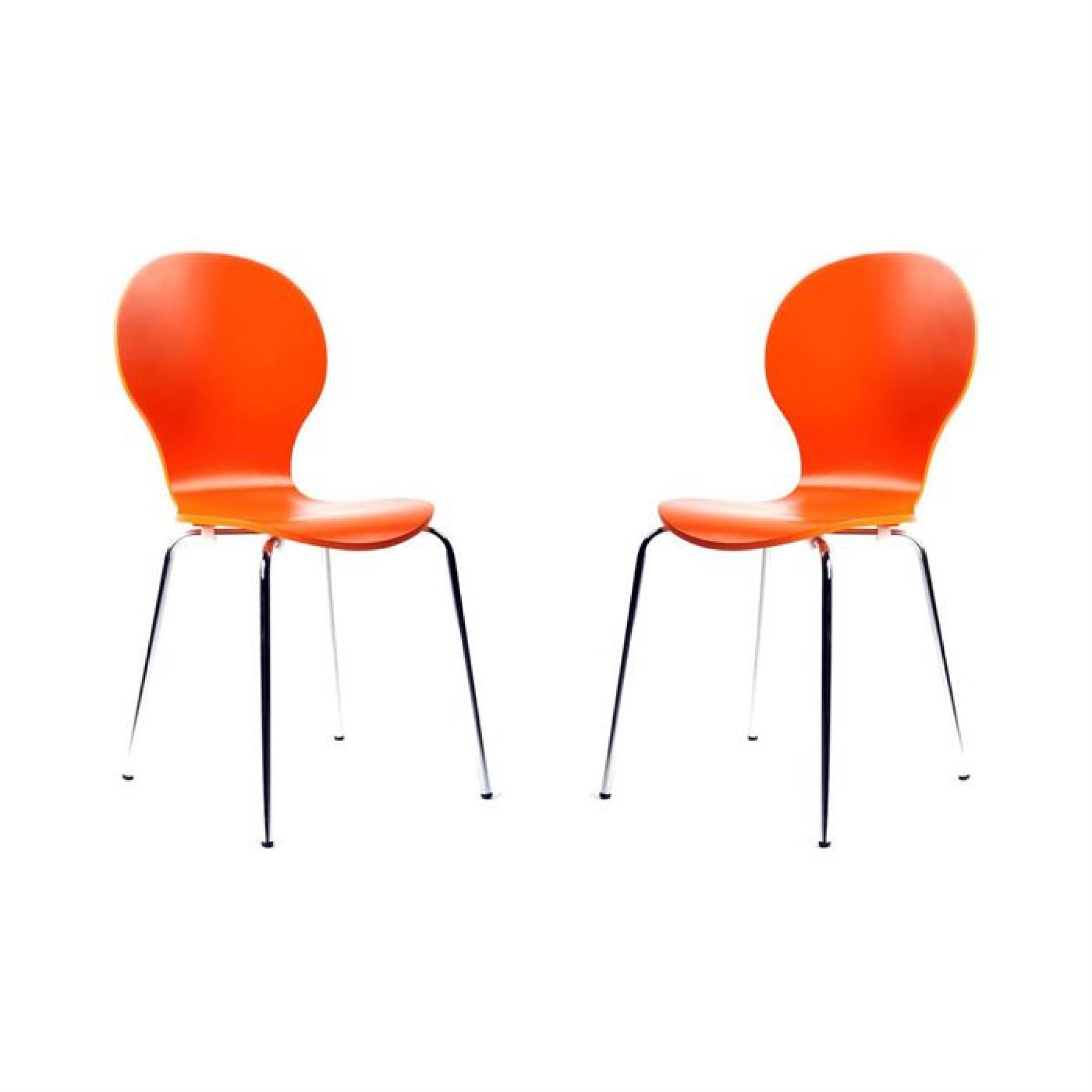 2 Chaises design empilables oranges NEW ABIGAIL