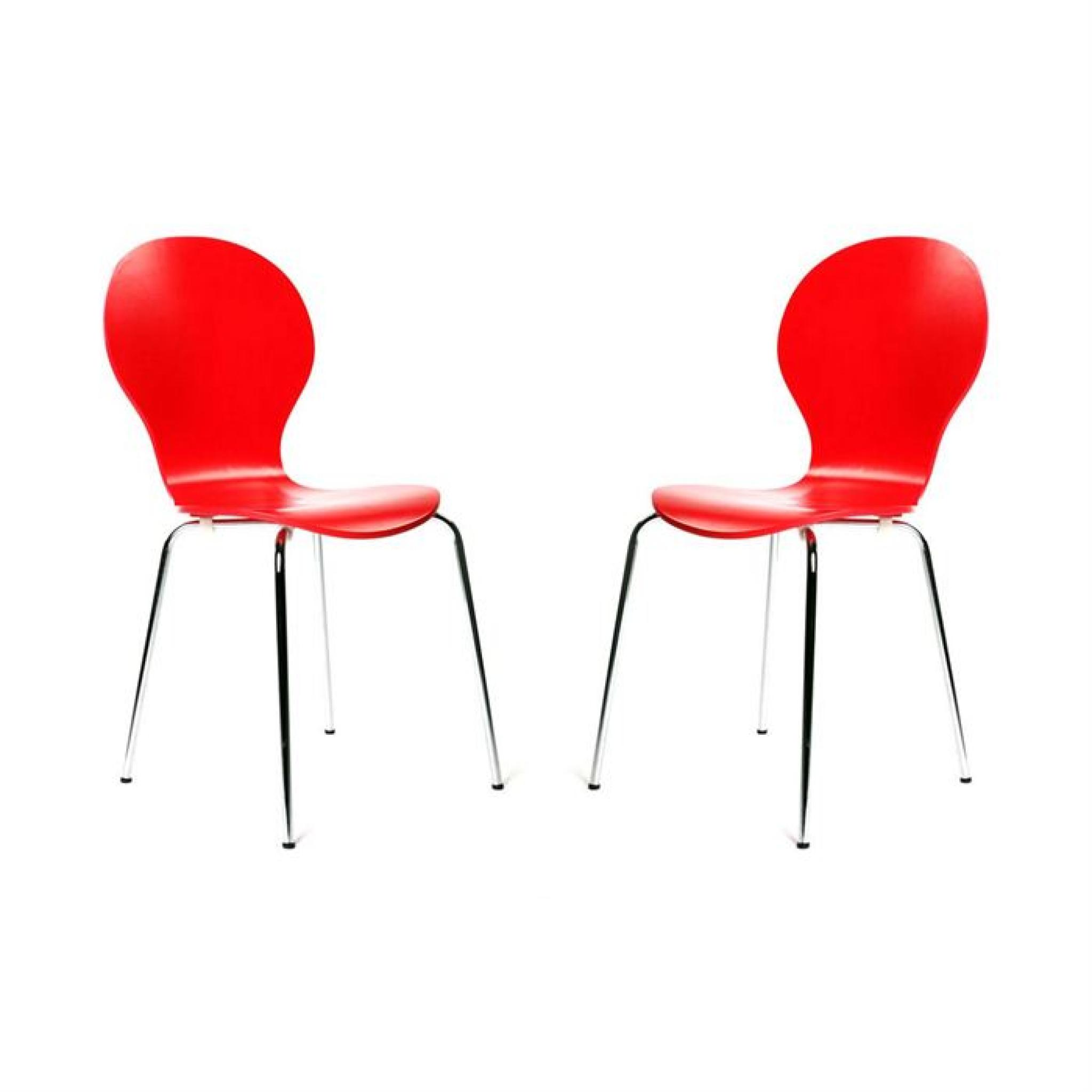 2 Chaises design empilables rouges NEW ABIGAIL