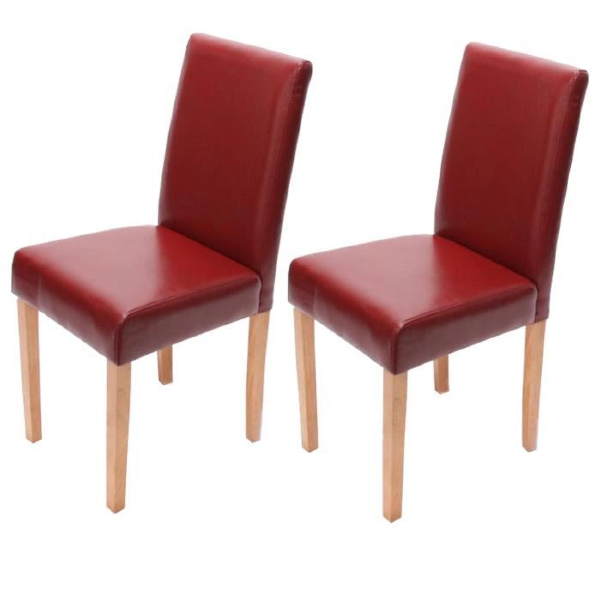 2 chaises Rouge similicuir pieds clair très confortable