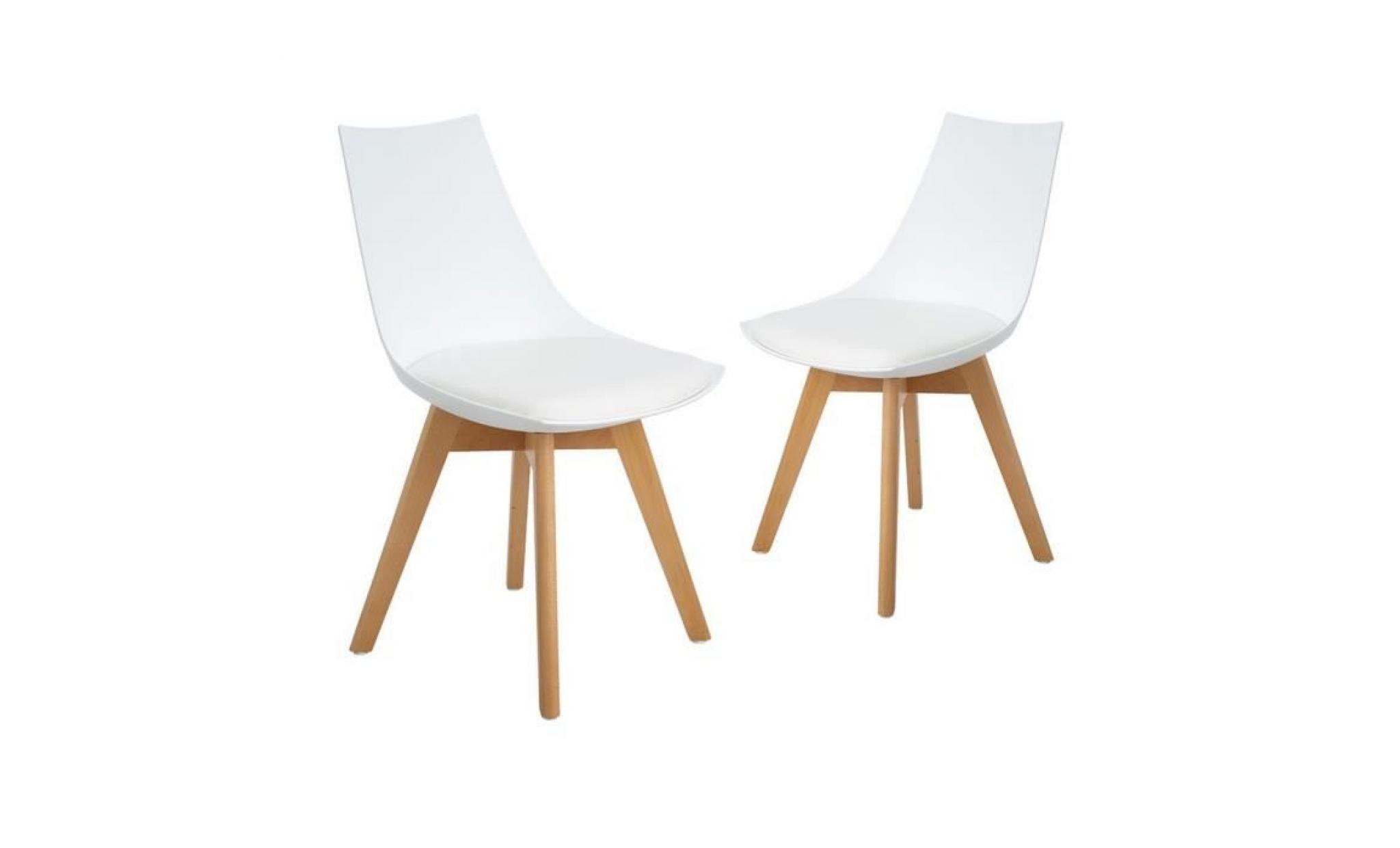 2 chaises salle à manger design scandinave blanches