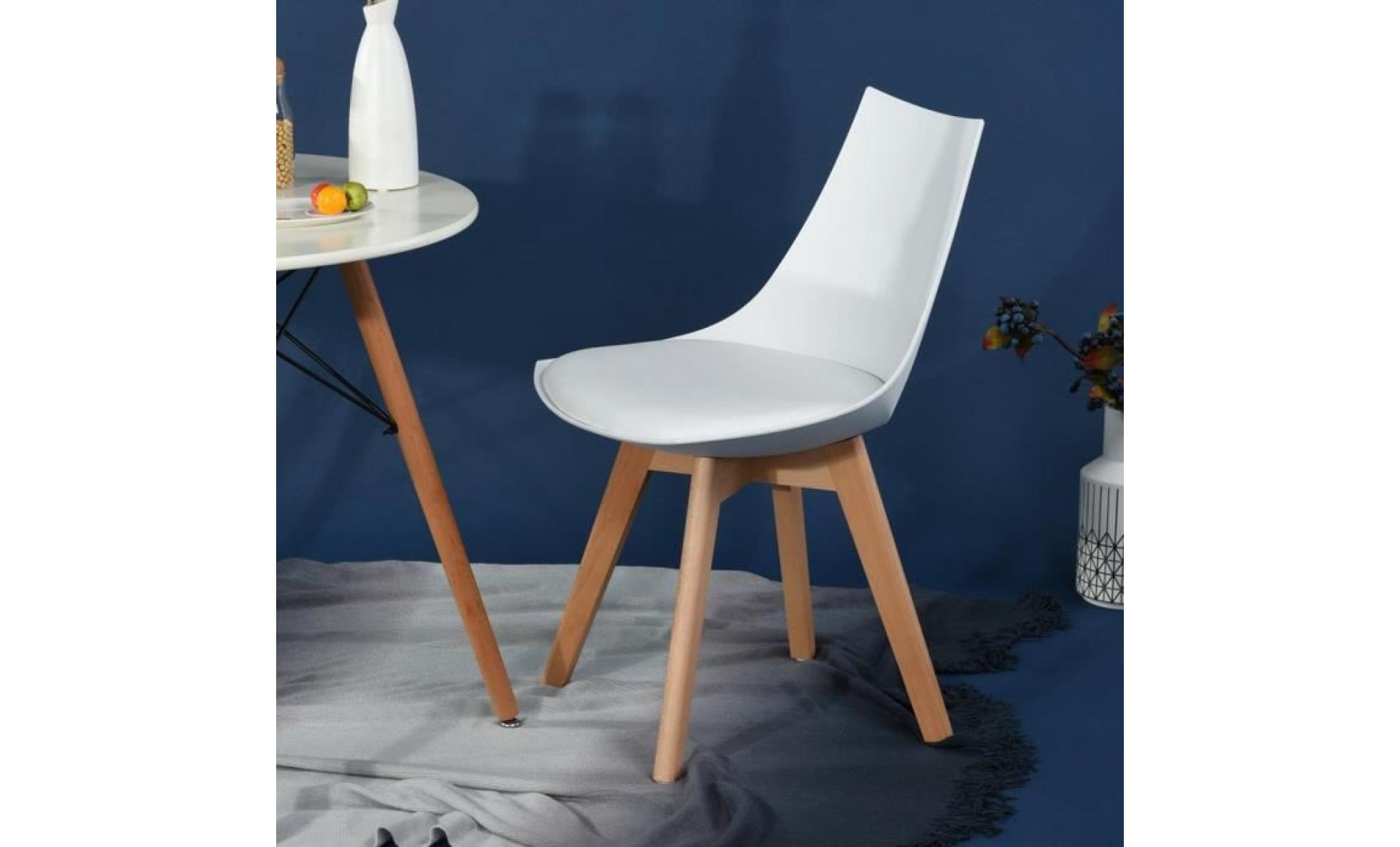 2 chaises salle à manger design scandinave blanches pas cher