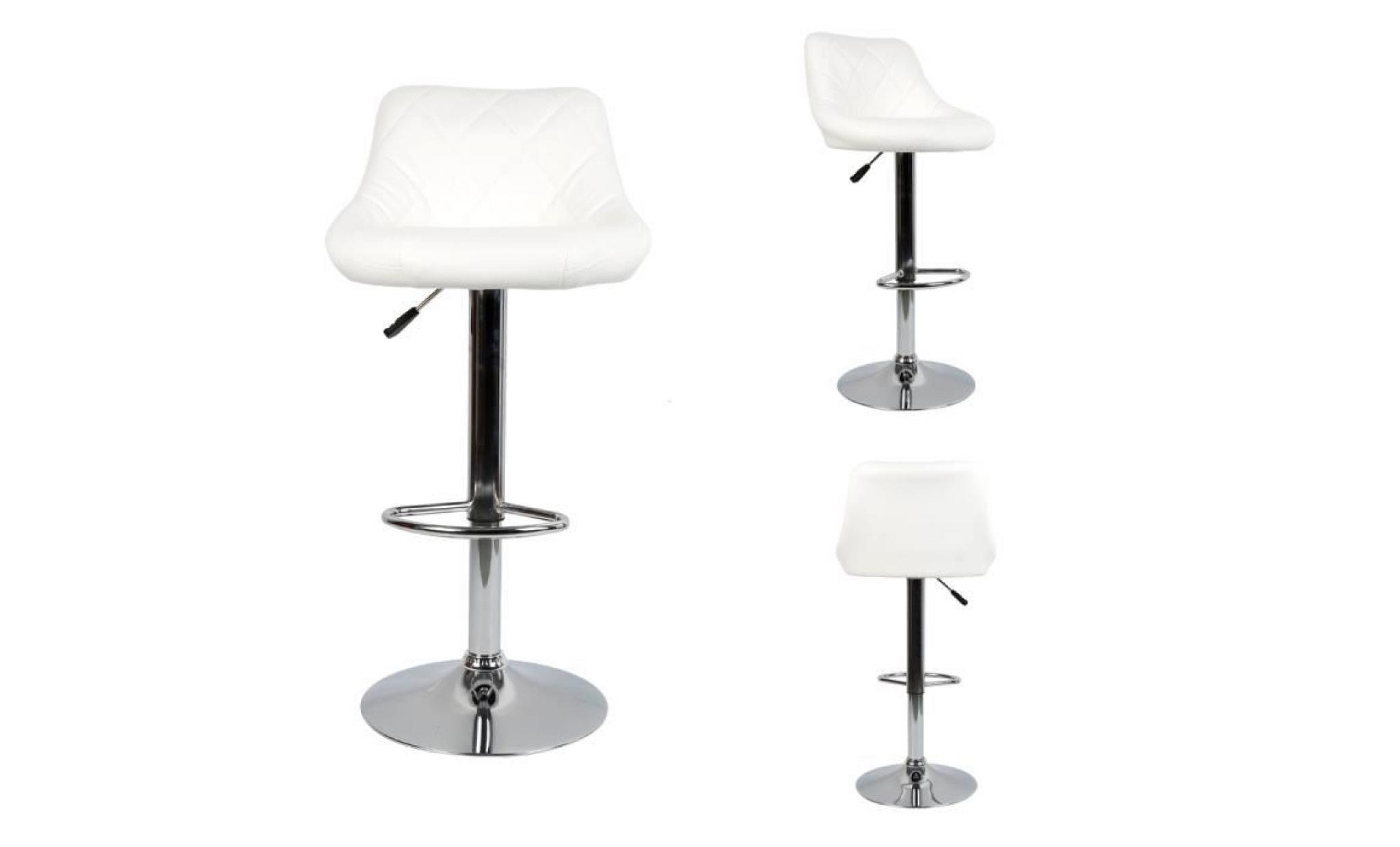 2 pcs (blanc)chaises de bar/tabouret de bar dossier rembourré pivotantes et réglables en hauteur 59 cm   79 cm